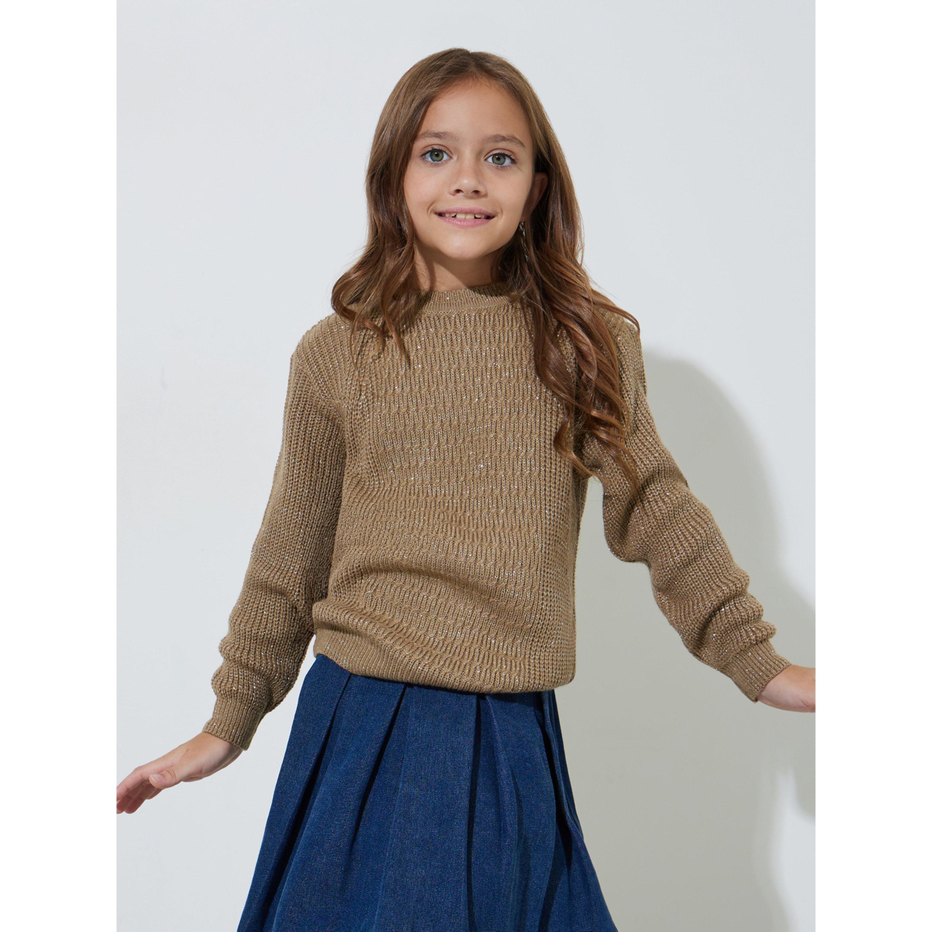 سويتر محبوك بتفاصيل بارزة الملمس بلون بيج للبنات-girls-clothing-jumpersandcardigans-image-3