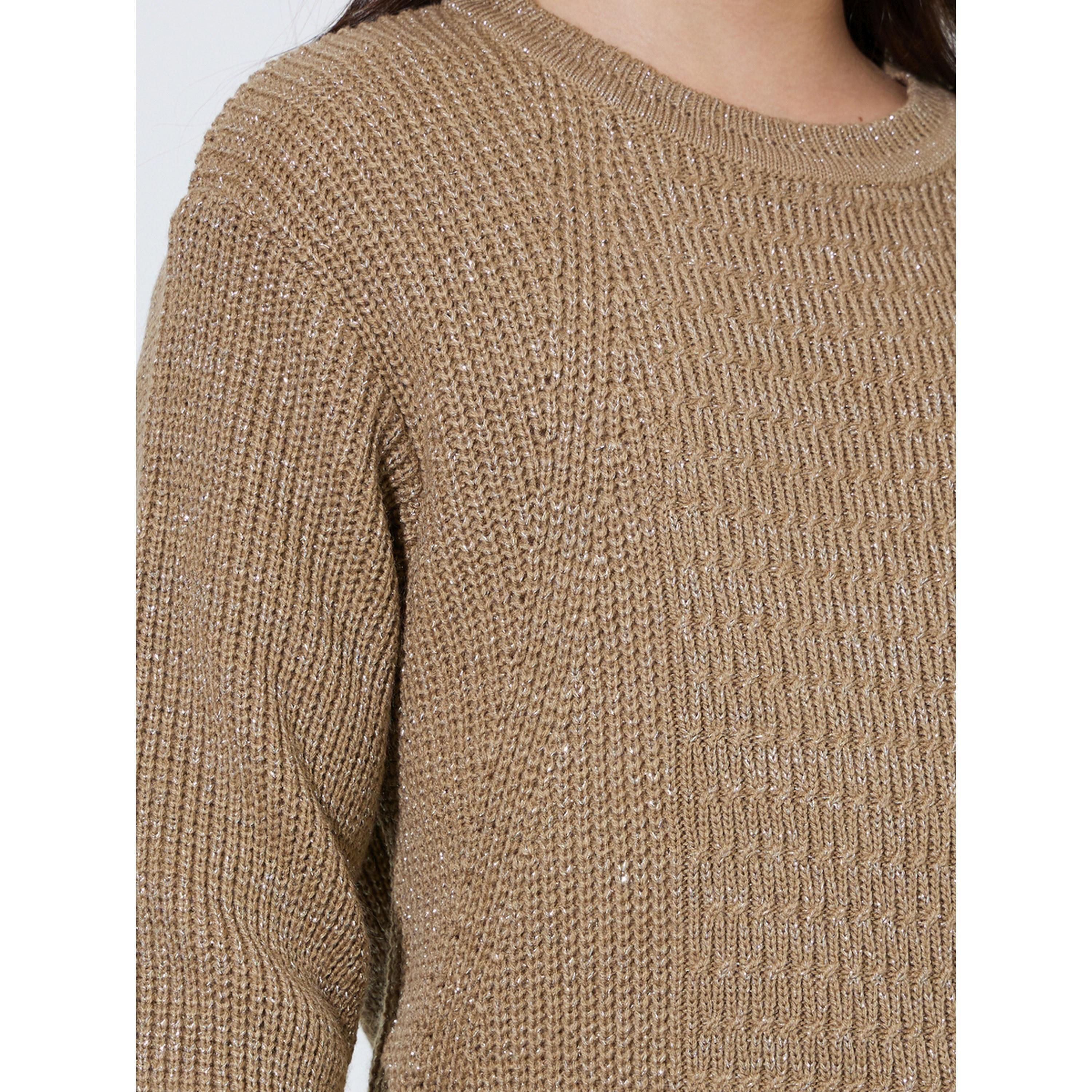سويتر محبوك بياقة دائرية للبنات المراهقات باللون البيج-girls-clothing-jumpersandcardigans-image-5