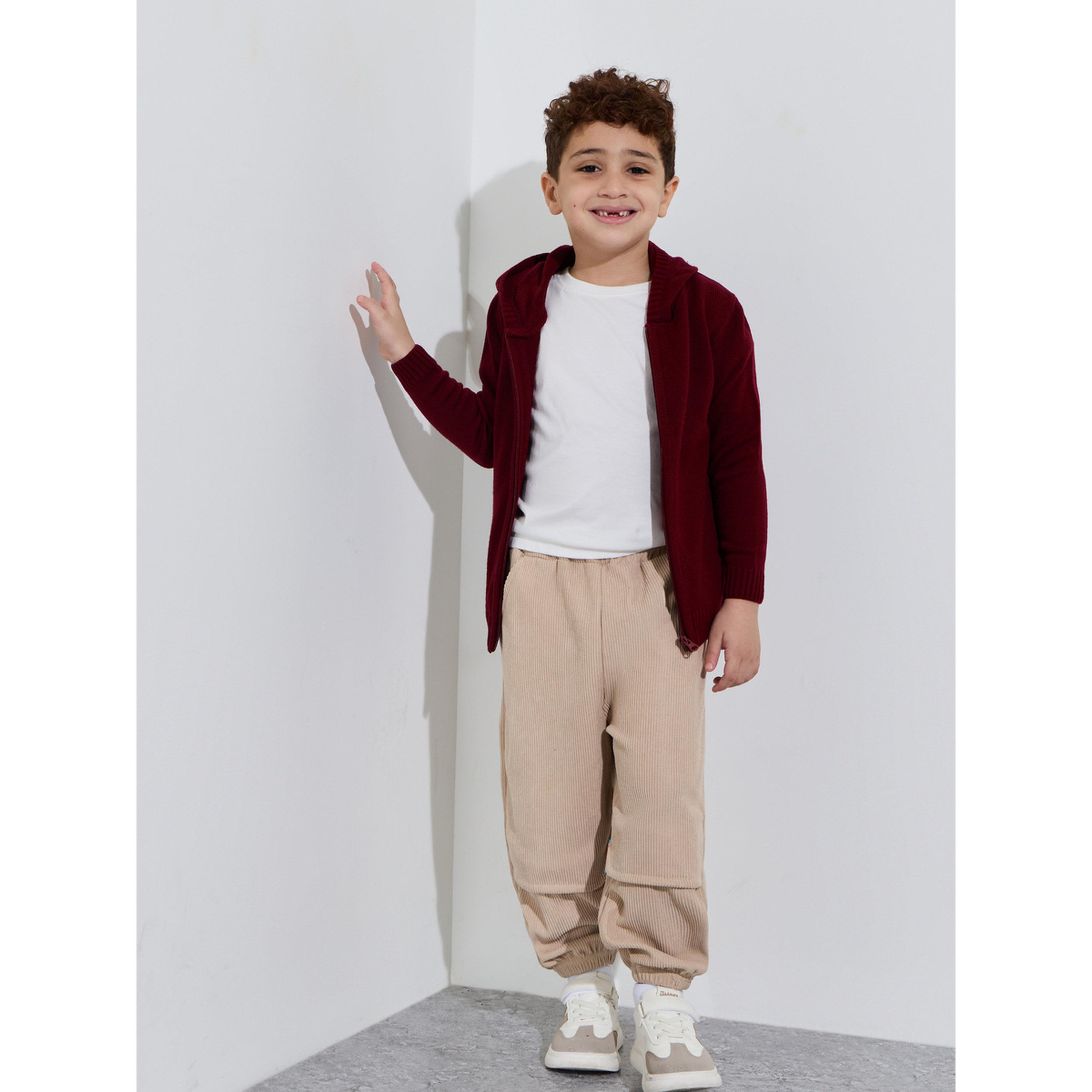 سويتر محبوك للأولاد بسحاب وغطاء للرأس باللون الأحمر-boys-clothing-jumpersandcardigans-image-2
