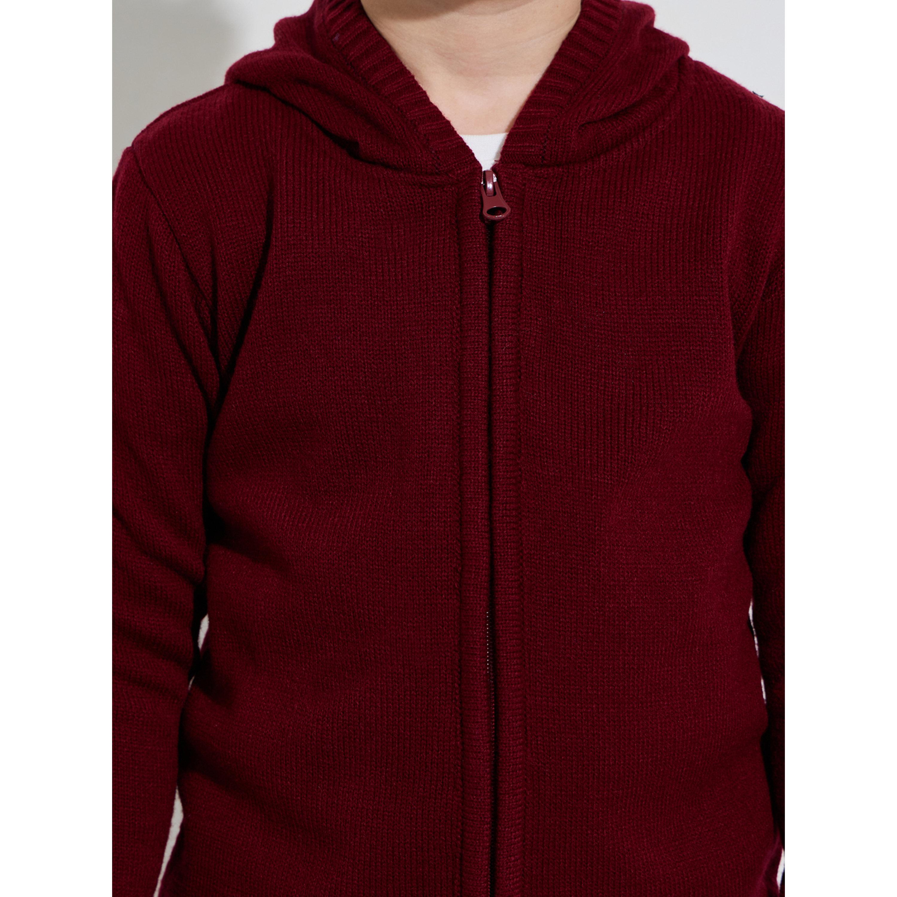 سويتر محبوك للأولاد بسحاب وغطاء للرأس باللون الأحمر-boys-clothing-jumpersandcardigans-image-5