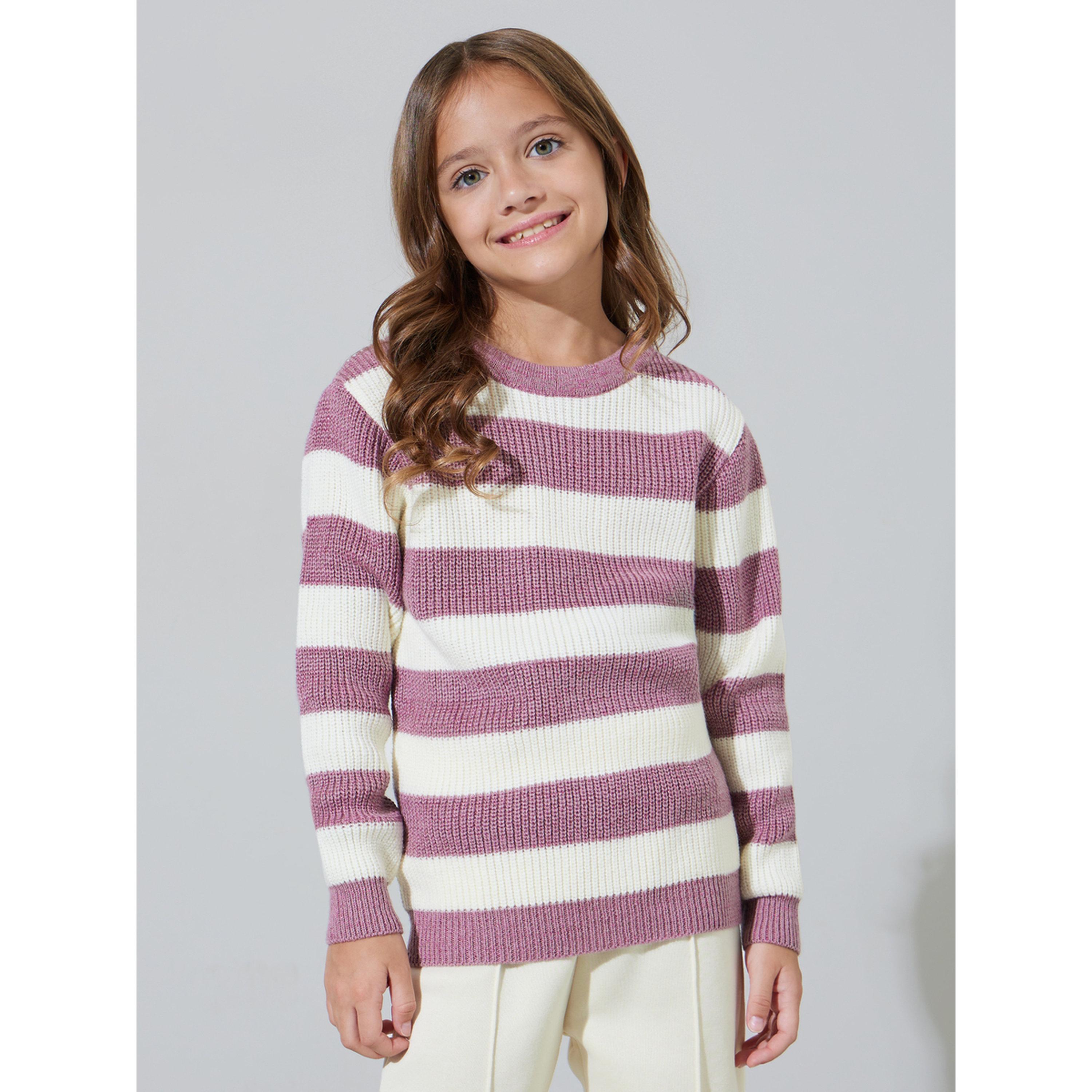 Styli Girls Multi-Color Striped Regular Fit Sweater-girls-clothing-jumpersandcardigans-image-1