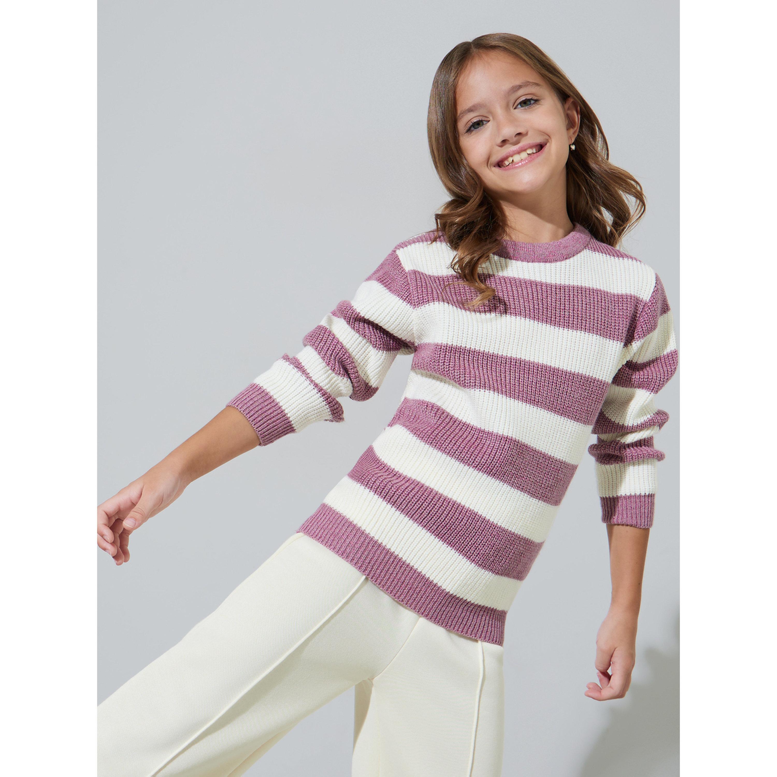 Styli Girls Multi-Color Striped Regular Fit Sweater-girls-clothing-jumpersandcardigans-image-4