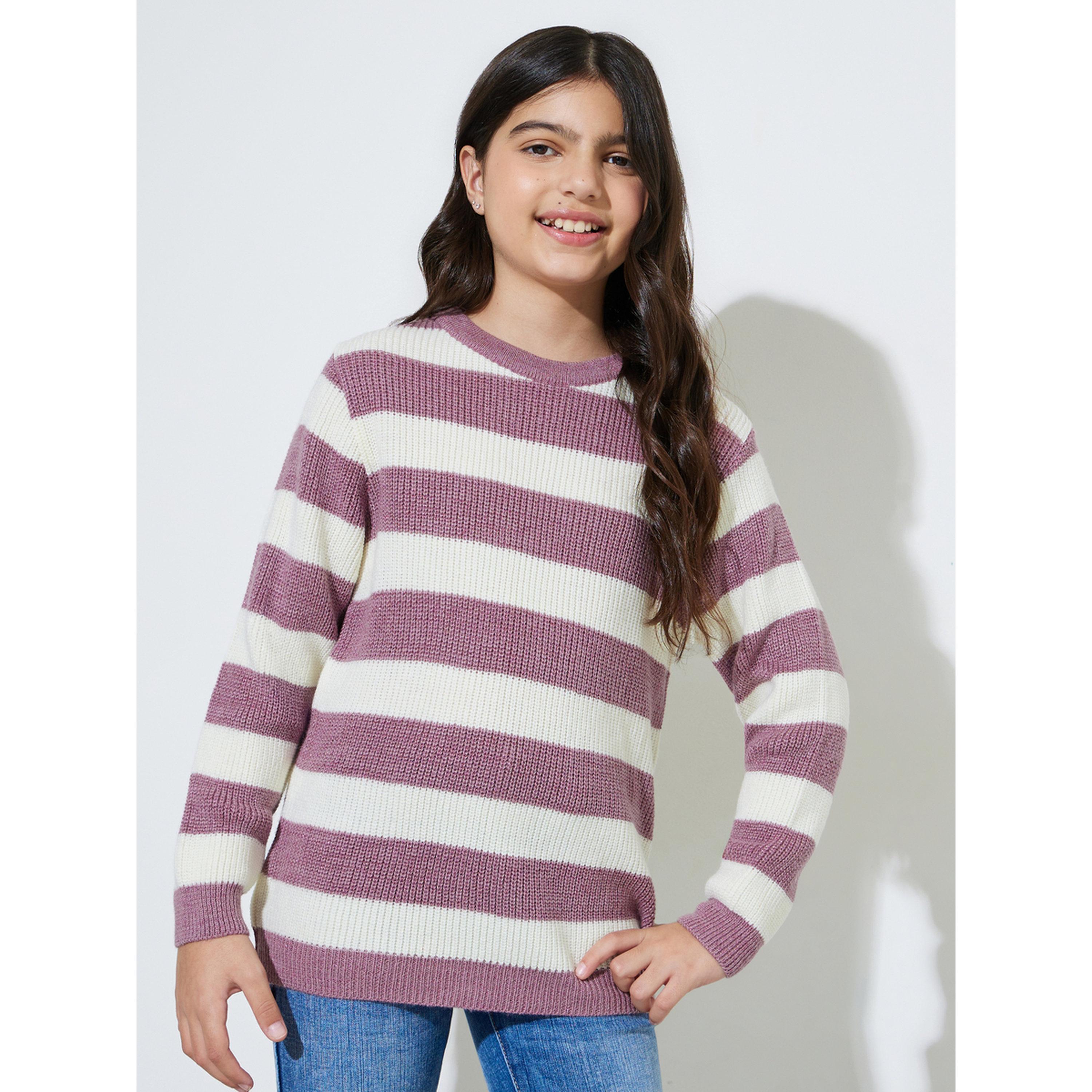 Styli Teen Girls Multi-Color Striped Regular Fit Knit Sweater-girls-clothing-jumpersandcardigans-image-1