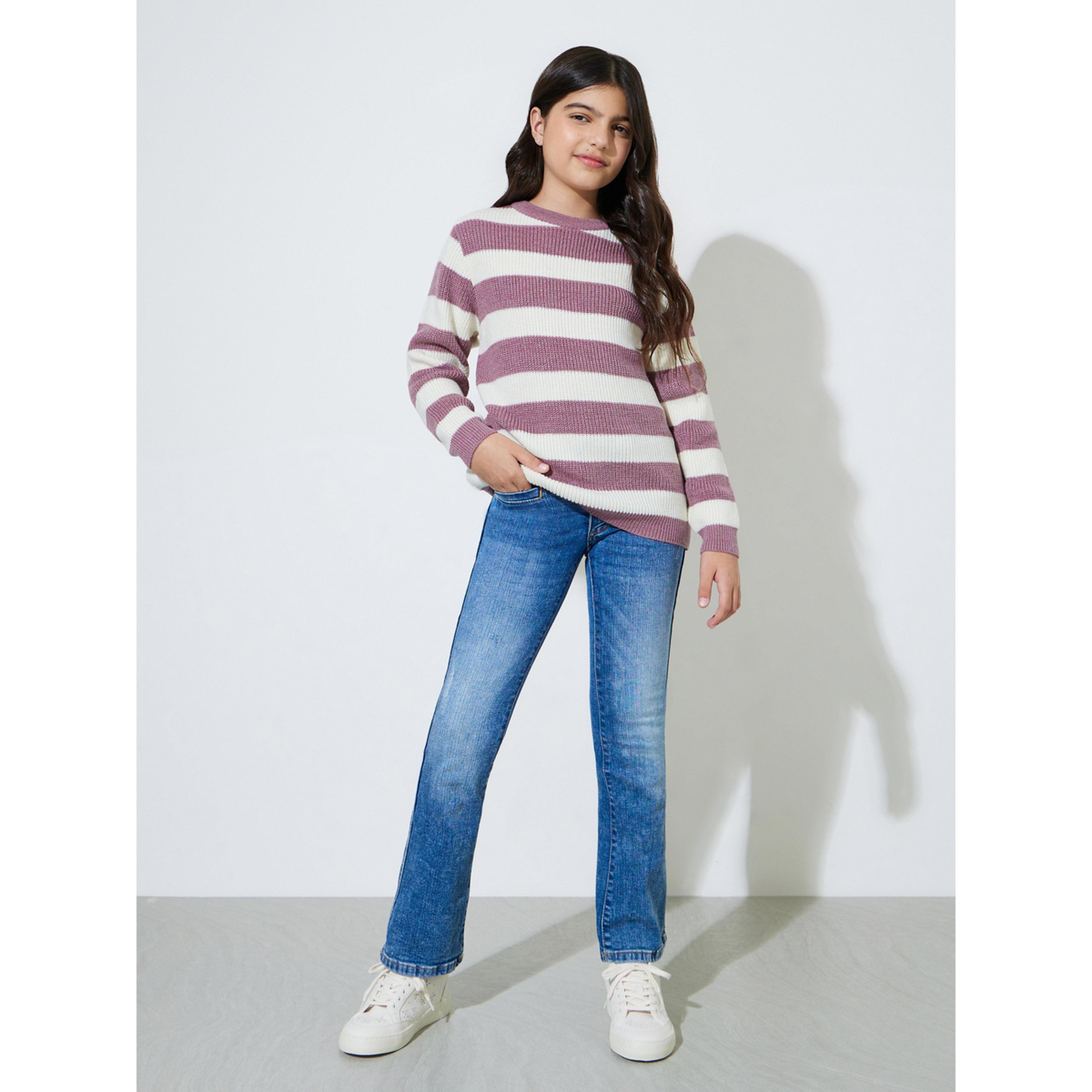 Styli Teen Girls Multi-Color Striped Regular Fit Knit Sweater-girls-clothing-jumpersandcardigans-image-2