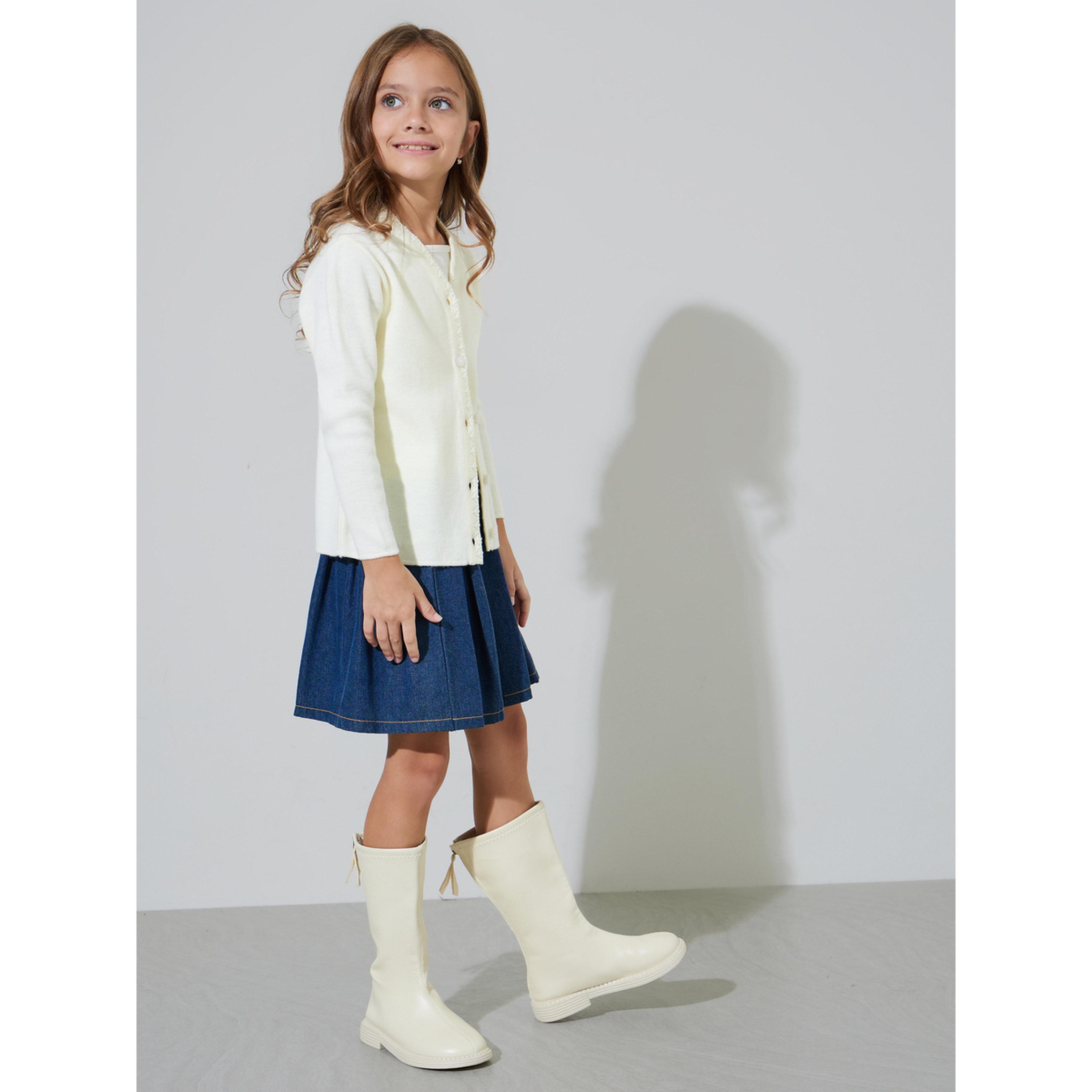 كارديجان سادة بأزرار امامية بلون أوف وايت للبنات-girls-clothing-jumpersandcardigans-image-2