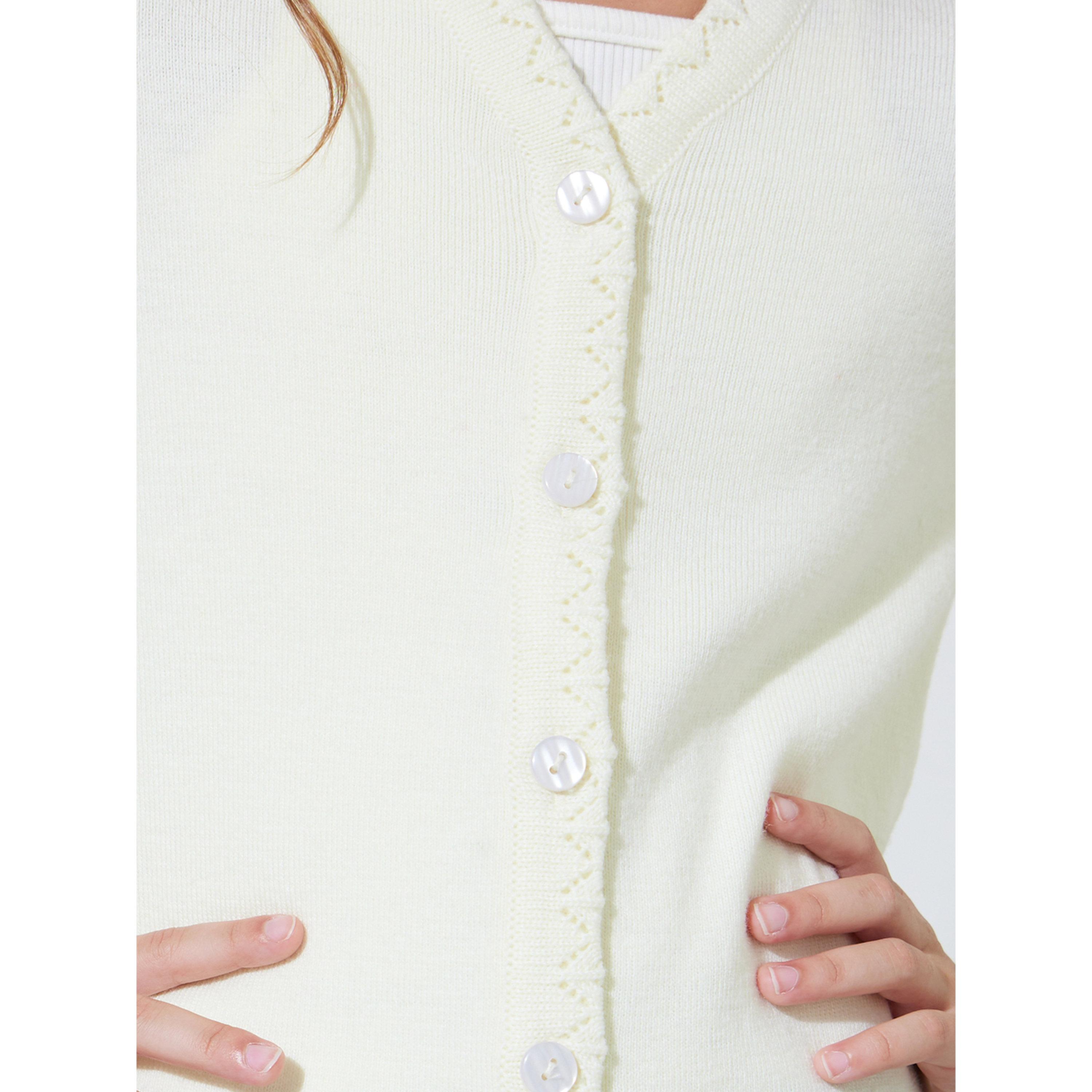 كارديجان سادة بأزرار امامية بلون أوف وايت للبنات-girls-clothing-jumpersandcardigans-image-5
