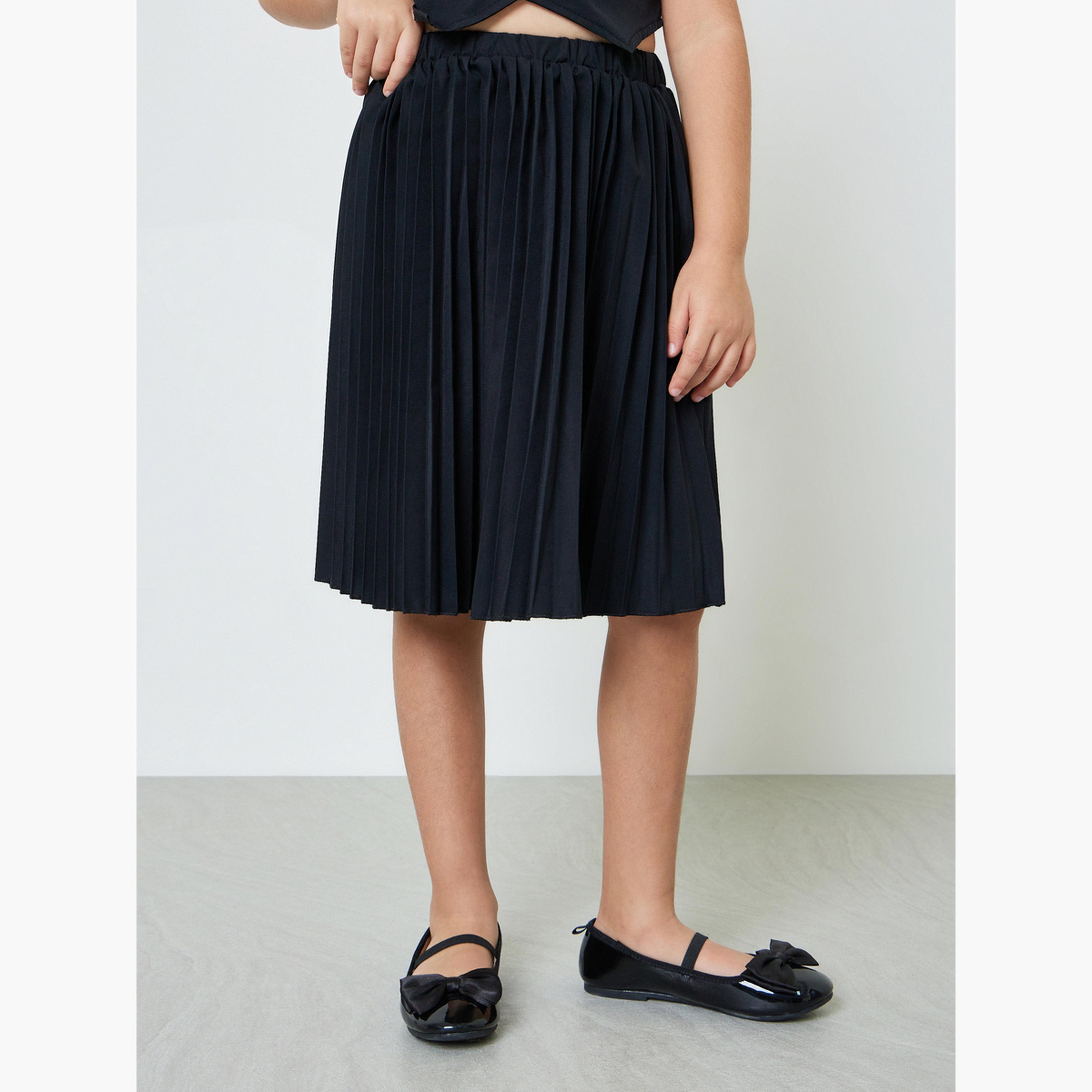 مجموعة من تنورة بكسرات وفيست بأزرار مزدوجة للبنات-girls-clothing-setsandcoords-image-5