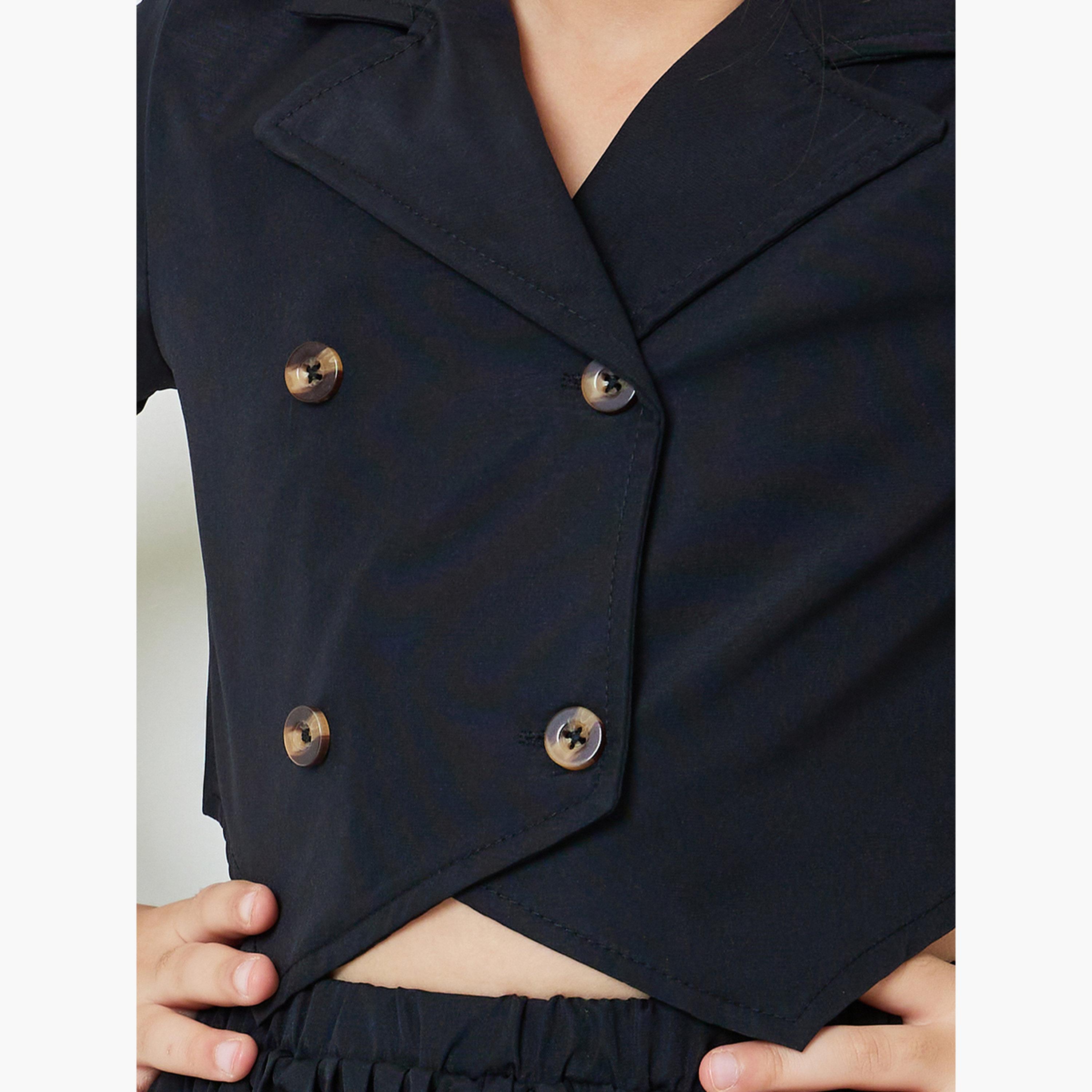 مجموعة من تنورة بكسرات وفيست بأزرار مزدوجة للبنات-girls-clothing-setsandcoords-image-6