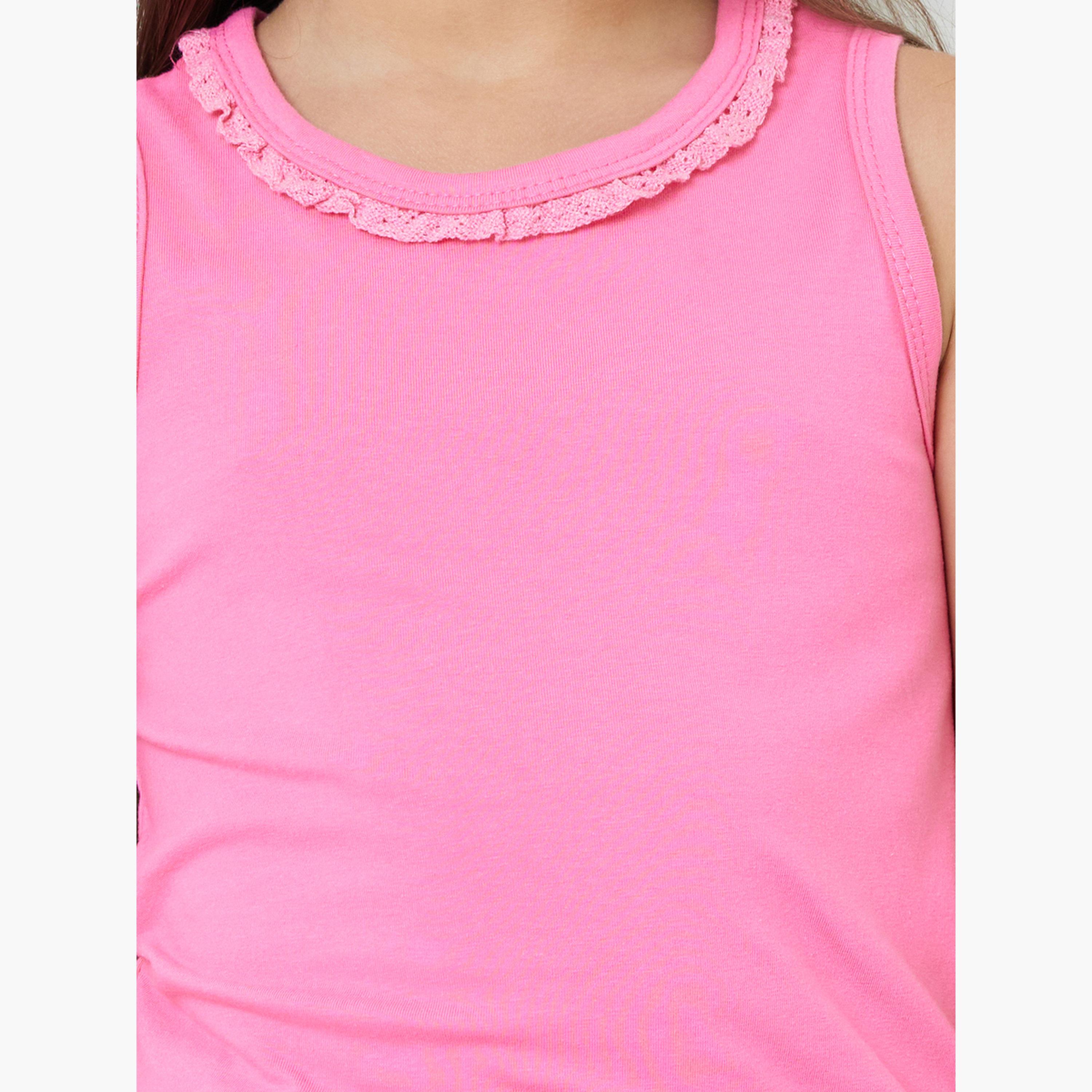 Styli Girls Pack of 3 - Plain Vest with Lace Trim-girls-clothing-innerwear-image-7