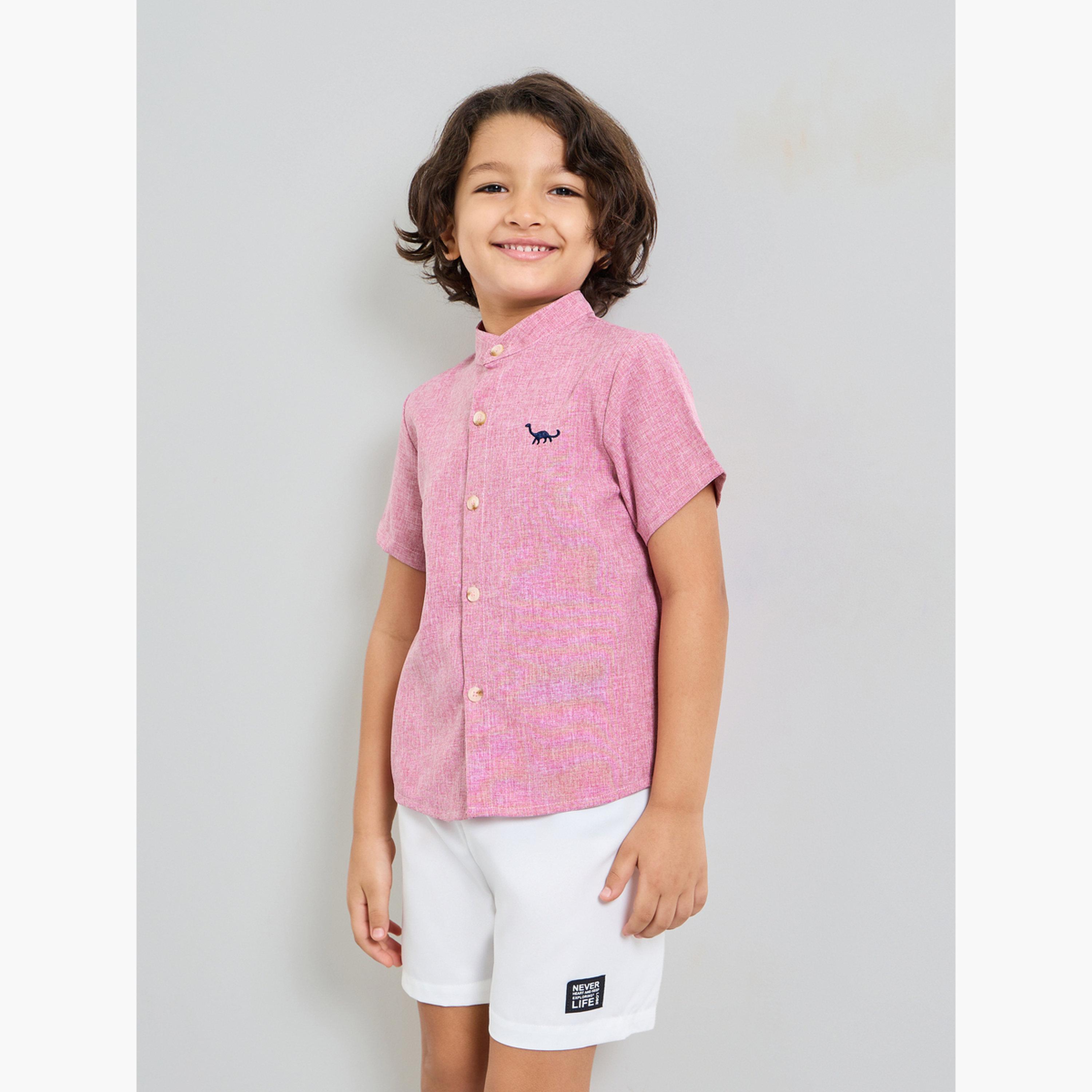 Styli Boys Embroidered Detail Shirt and Shorts Set-boys-clothing-setsandcoords-image-1