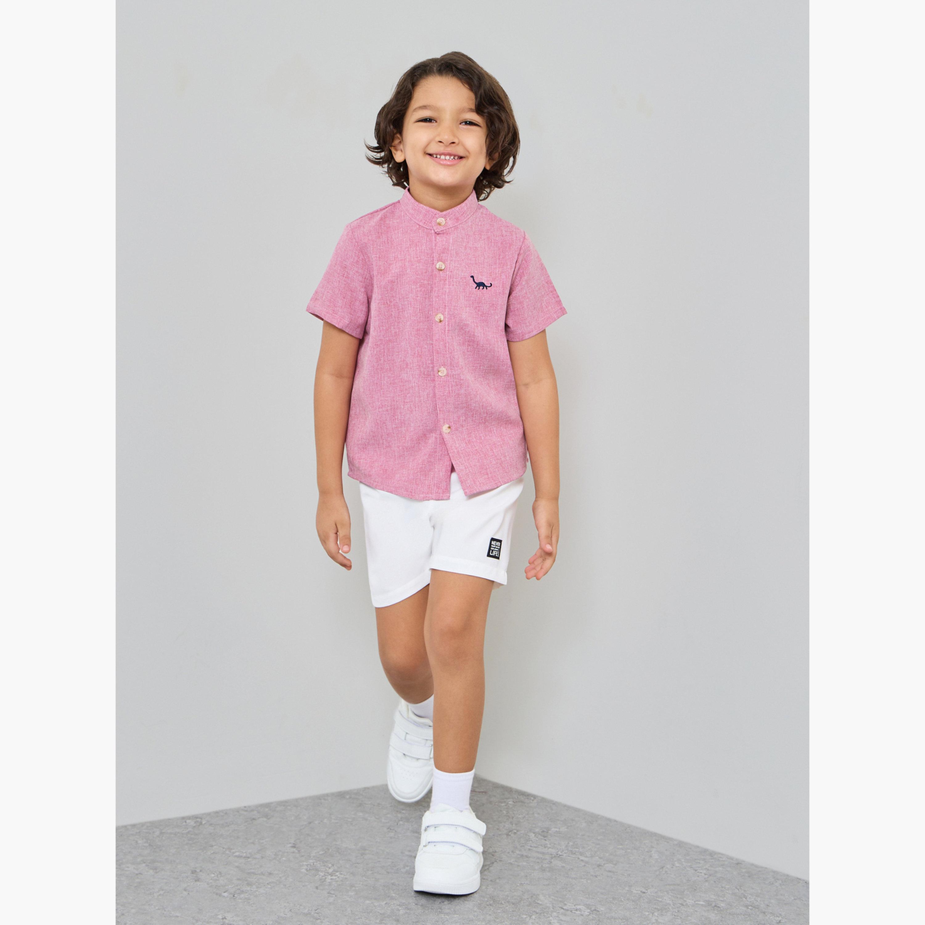 Styli Boys Embroidered Detail Shirt and Shorts Set-boys-clothing-setsandcoords-image-2