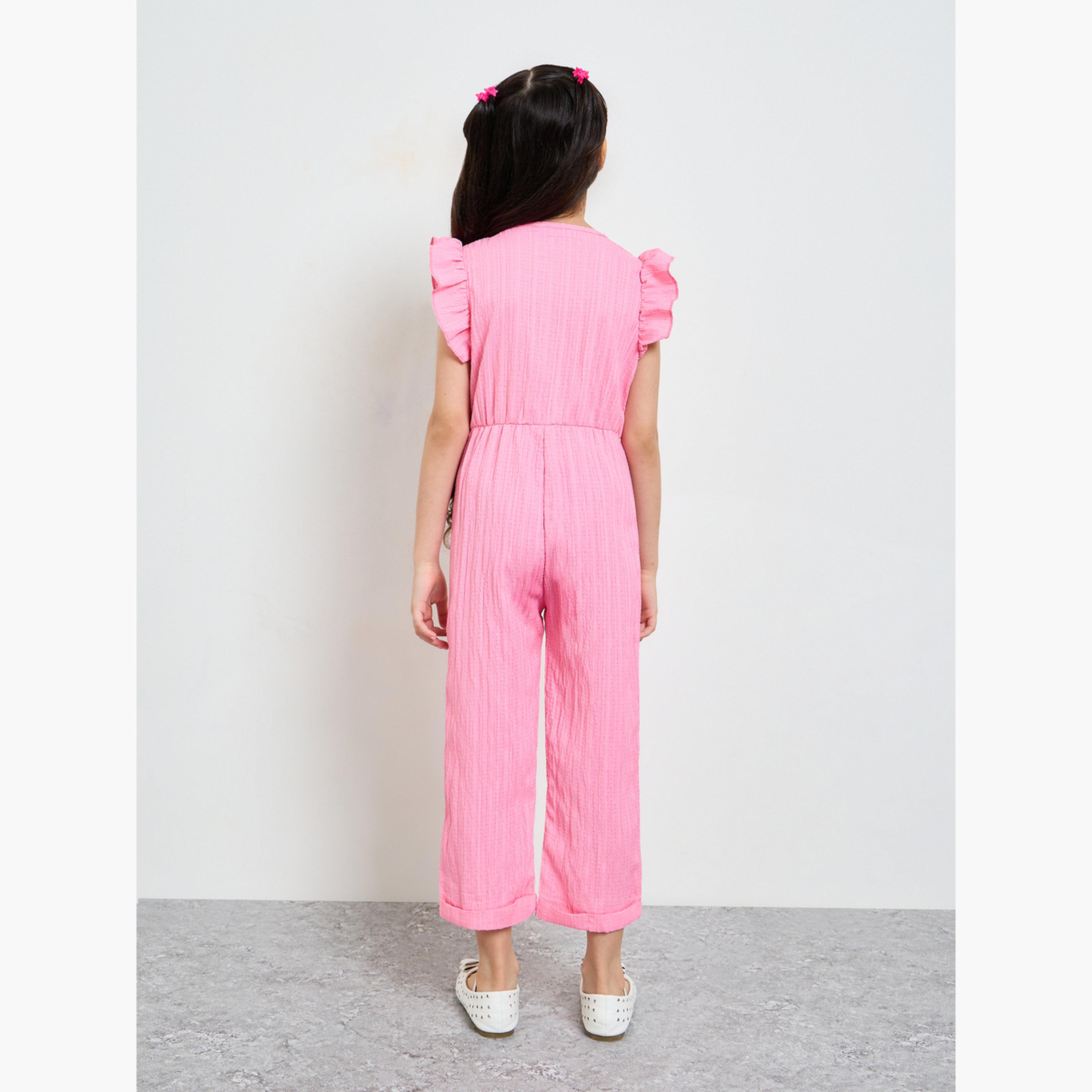 ستايلي - جمبسوت وردي اللون للبنات مع شنطة كتف-girls-clothing-rompers-image-3