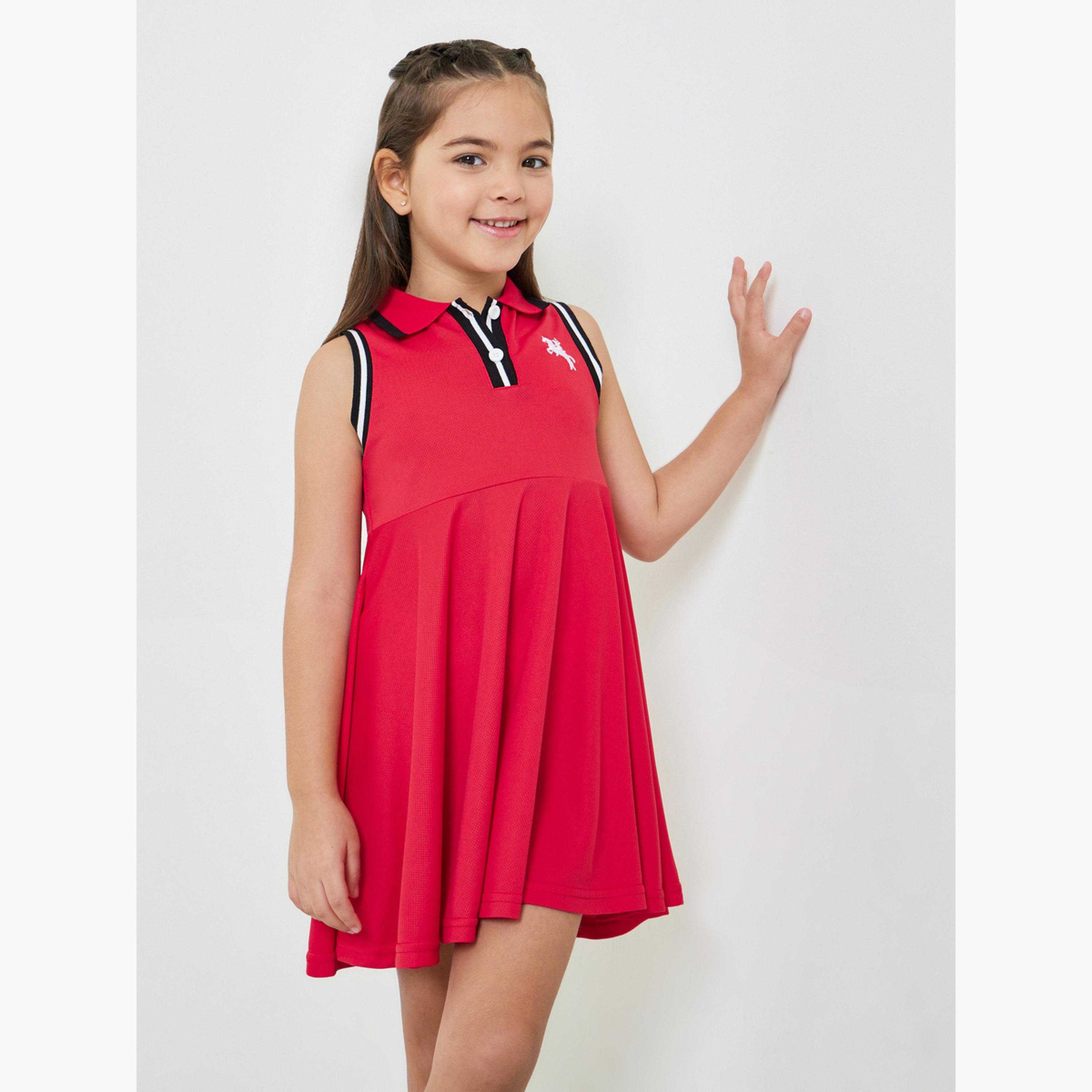 Styli Girls Tipped Detail Sleeveless Polo Dress-girls-clothing-dressesandjumpsuits-image-1