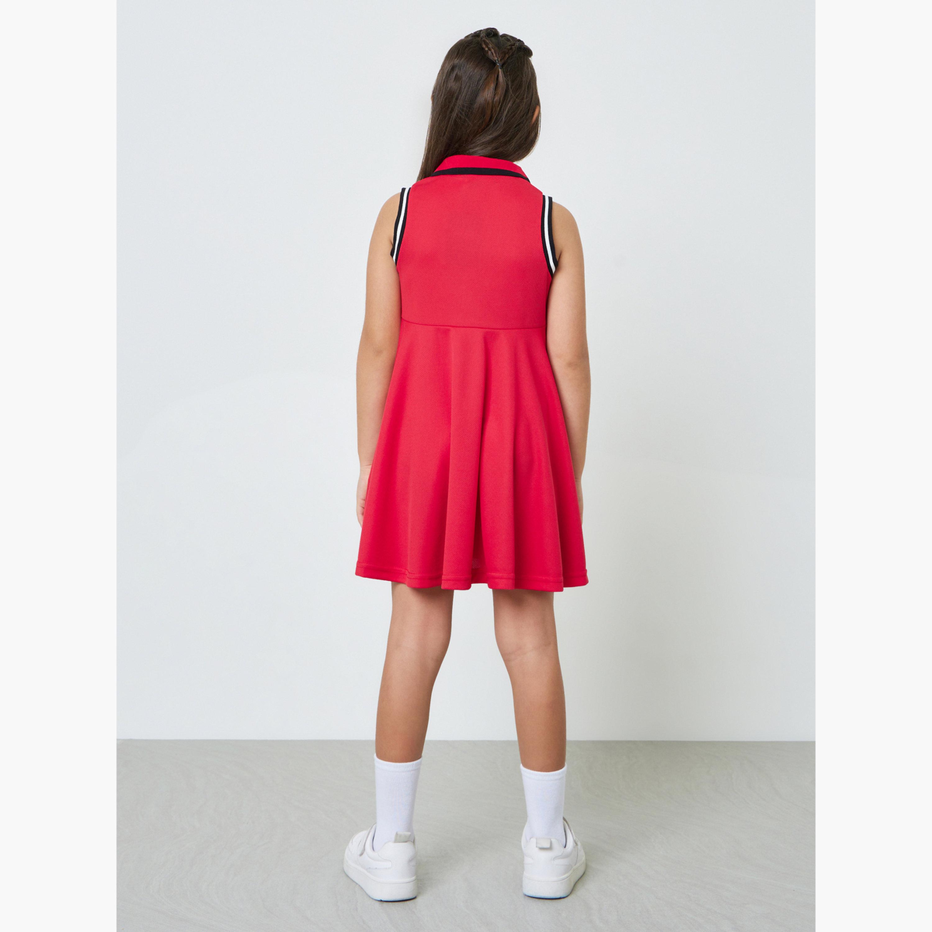Styli Girls Tipped Detail Sleeveless Polo Dress-girls-clothing-dressesandjumpsuits-image-3