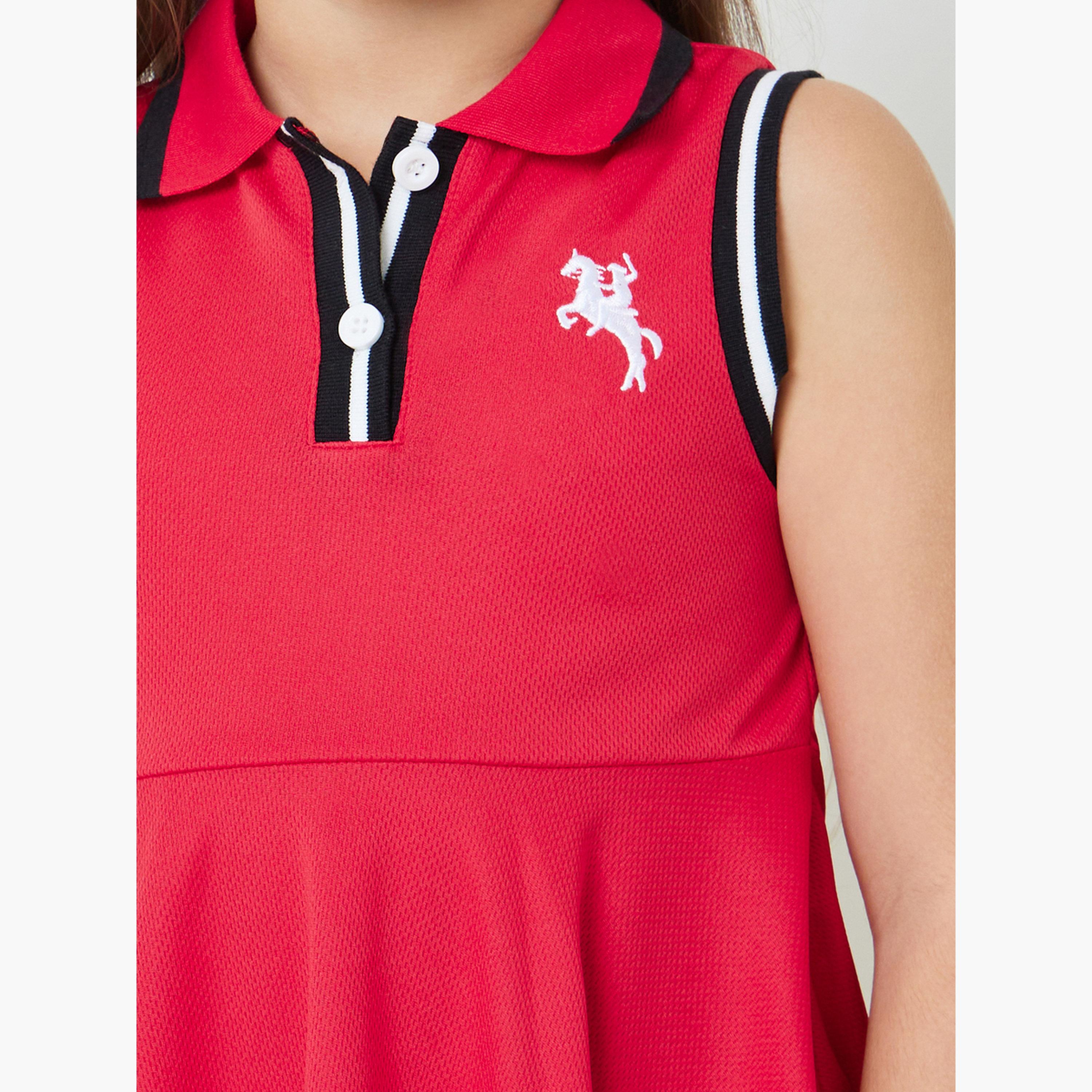 Styli Girls Tipped Detail Sleeveless Polo Dress-girls-clothing-dressesandjumpsuits-image-4