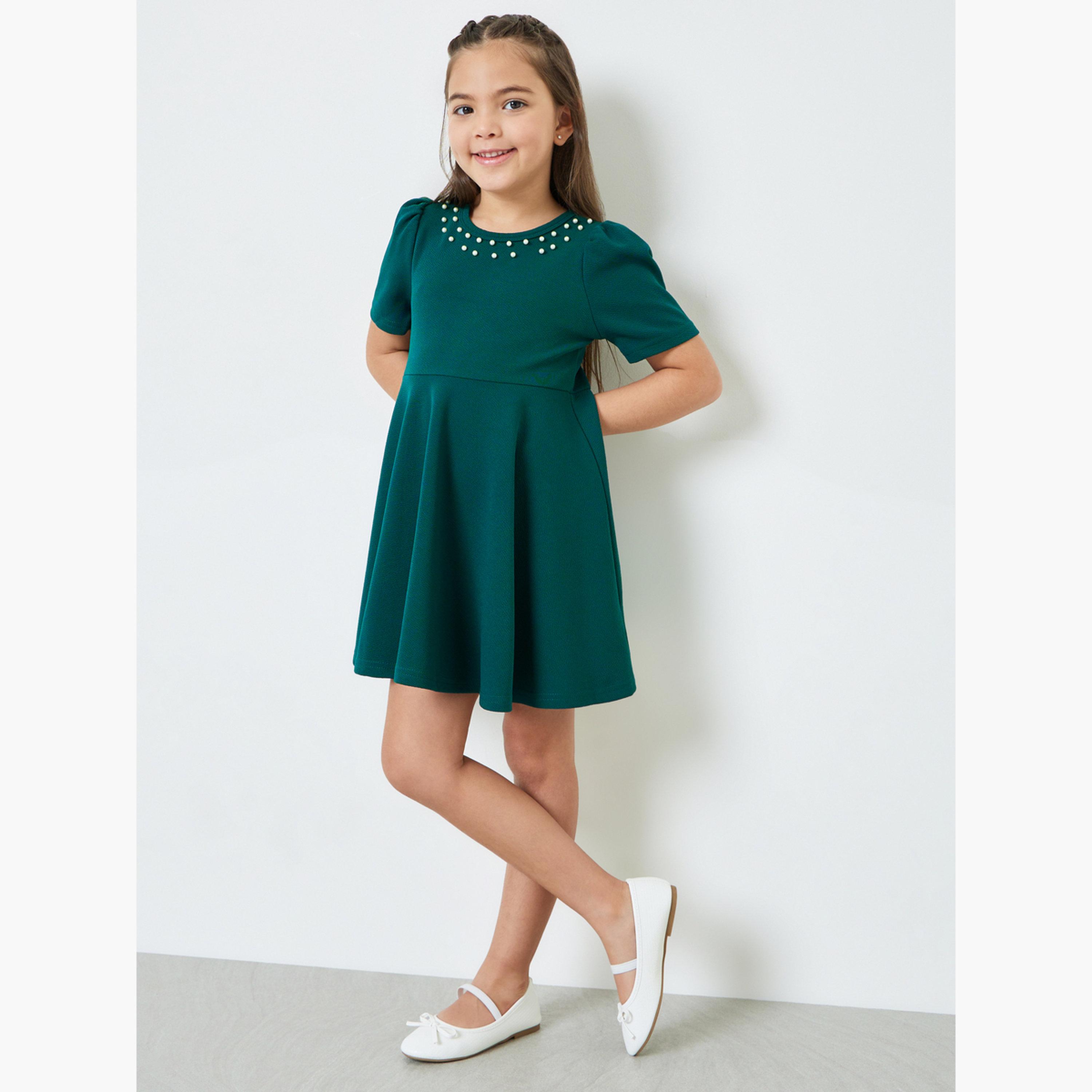 فستان مزين بأكمام منفوخة للبنات-girls-clothing-bottoms-skirts-image-2