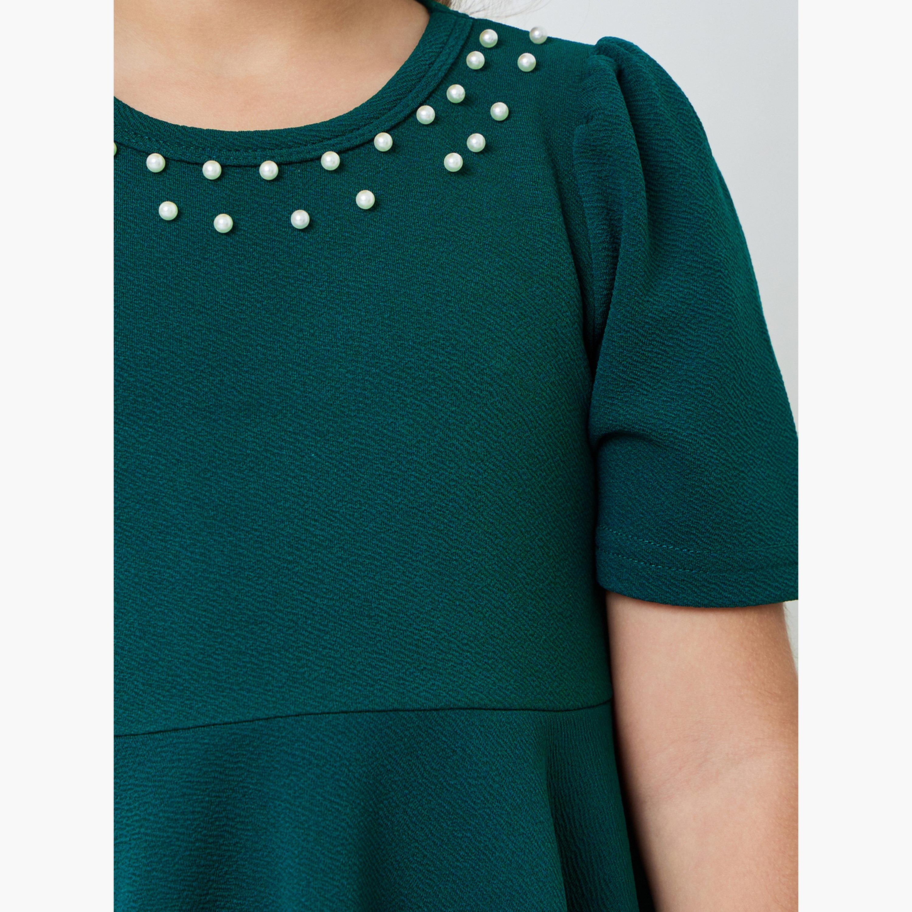 Styli Girls Embellished Puff Sleeve Dress-girls-clothing-bottoms-skirts-image-4