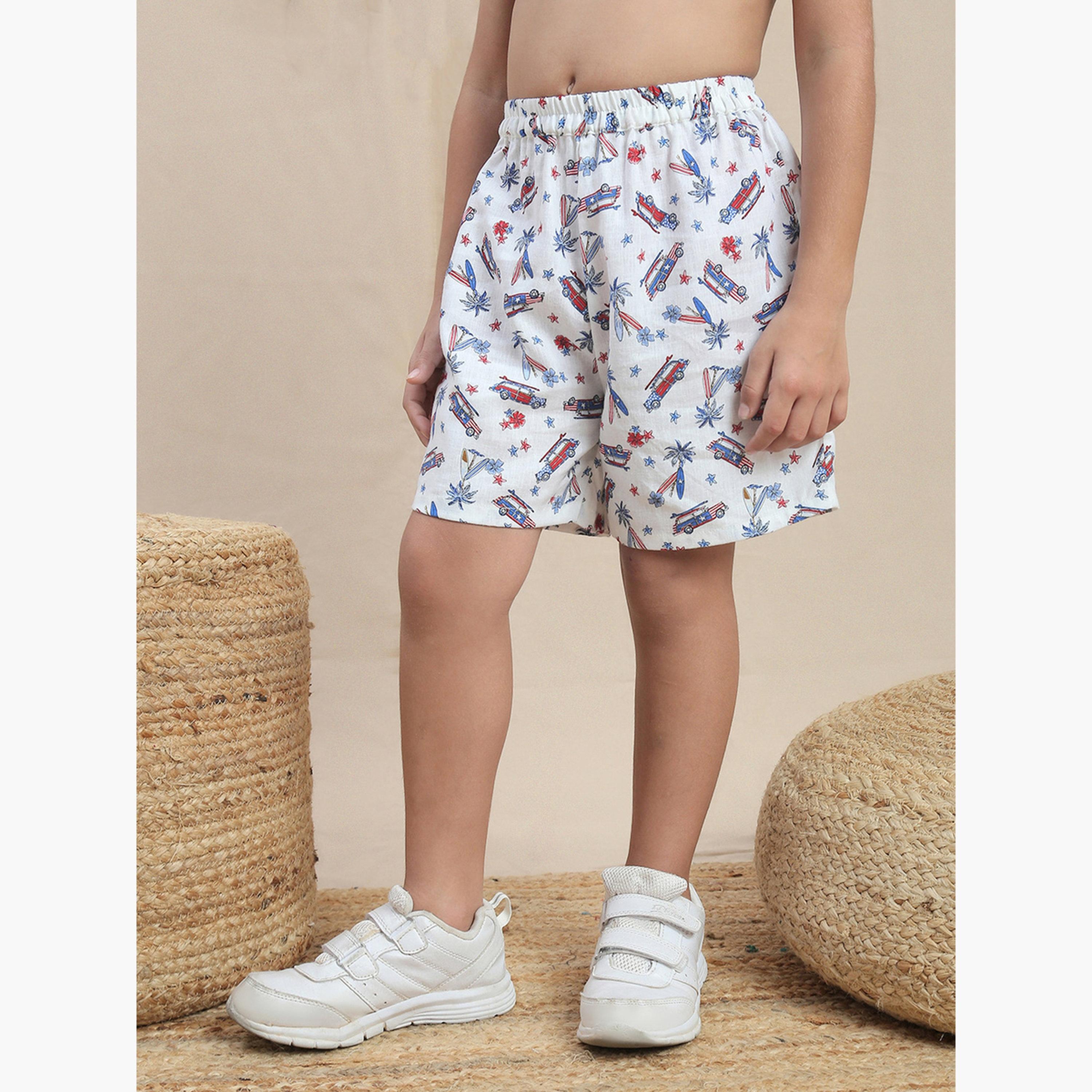 Globus X Styli Kids White Graphic Print Shirt and Shorts Set-boys-clothing-setsandcoords-image-5