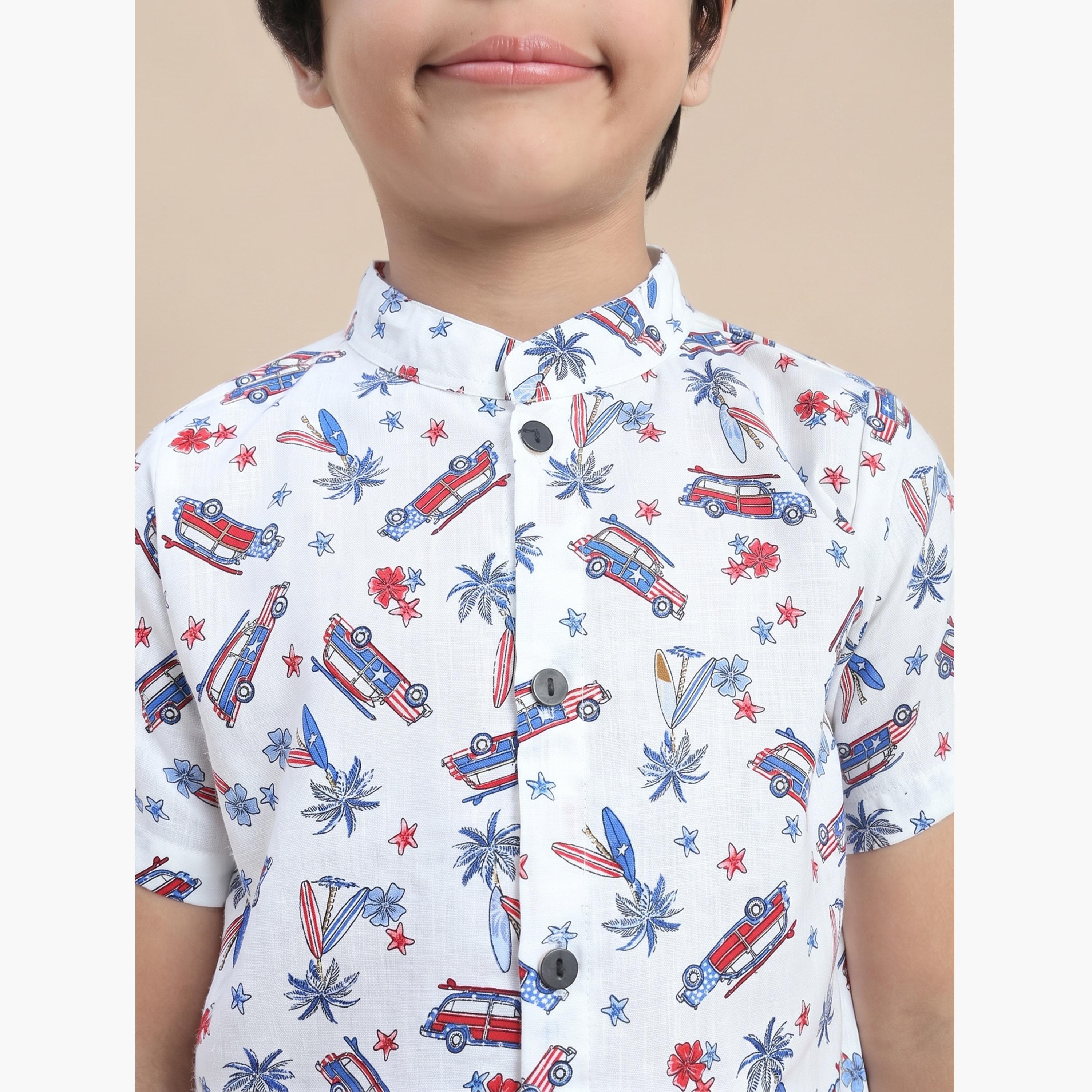 Globus X Styli Kids White Graphic Print Shirt and Shorts Set-boys-clothing-setsandcoords-image-6