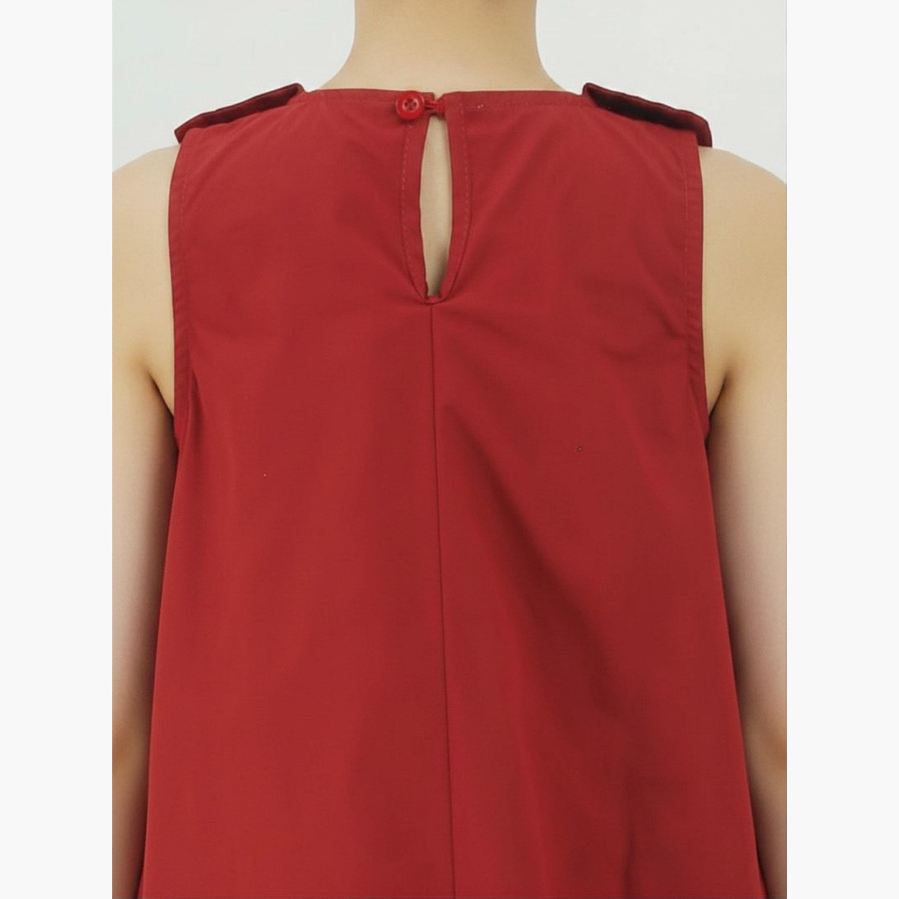 غلوبس × ستايلي - فستان قصير أحمر للبنات، بياقة بيتر بان وحافة واسعة-girls-clothing-dressesandjumpsuits-image-5