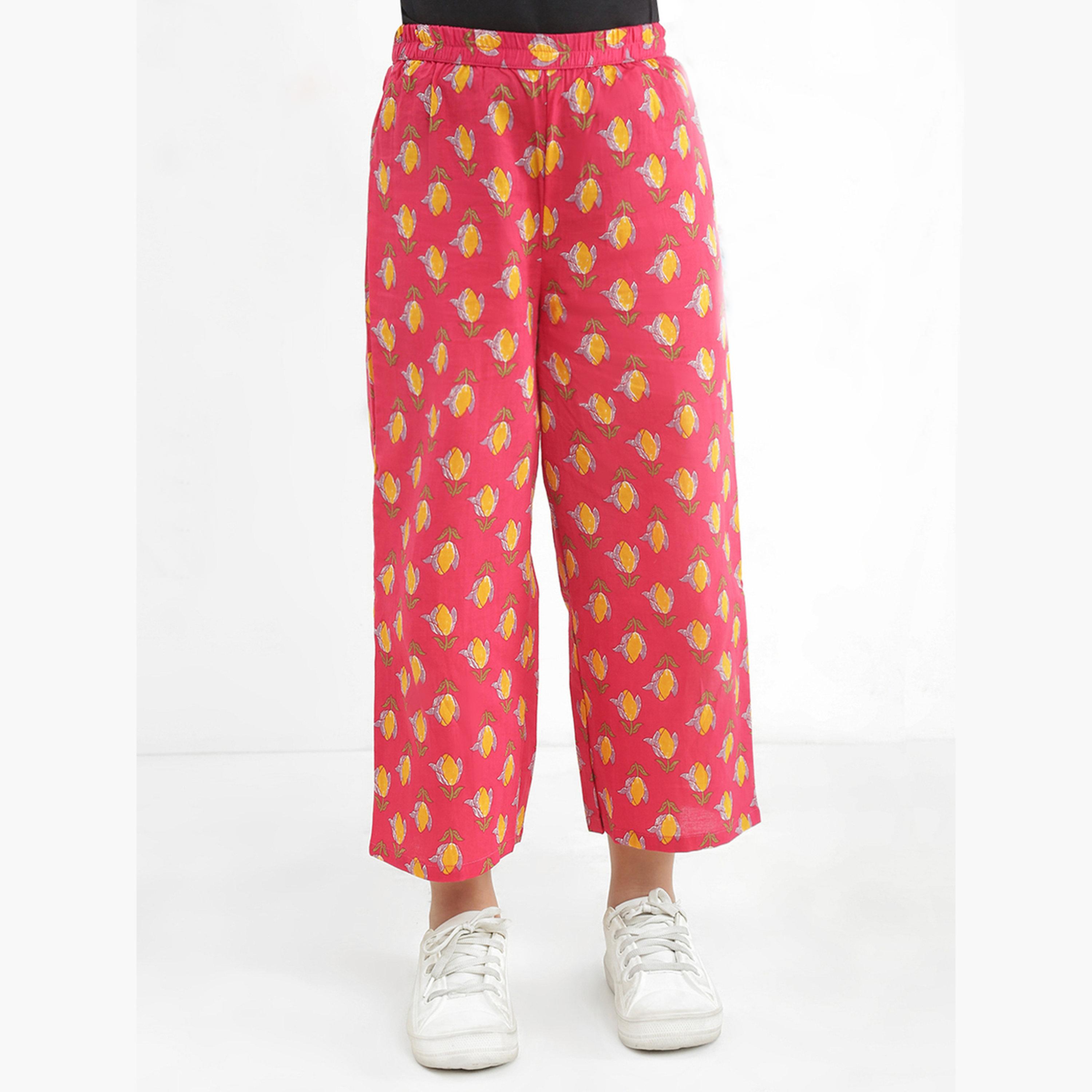 Globus X Styli Girls Pink Collared Floral Print Shirt with Pants Set-girls-clothing-setsandcoords-image-5
