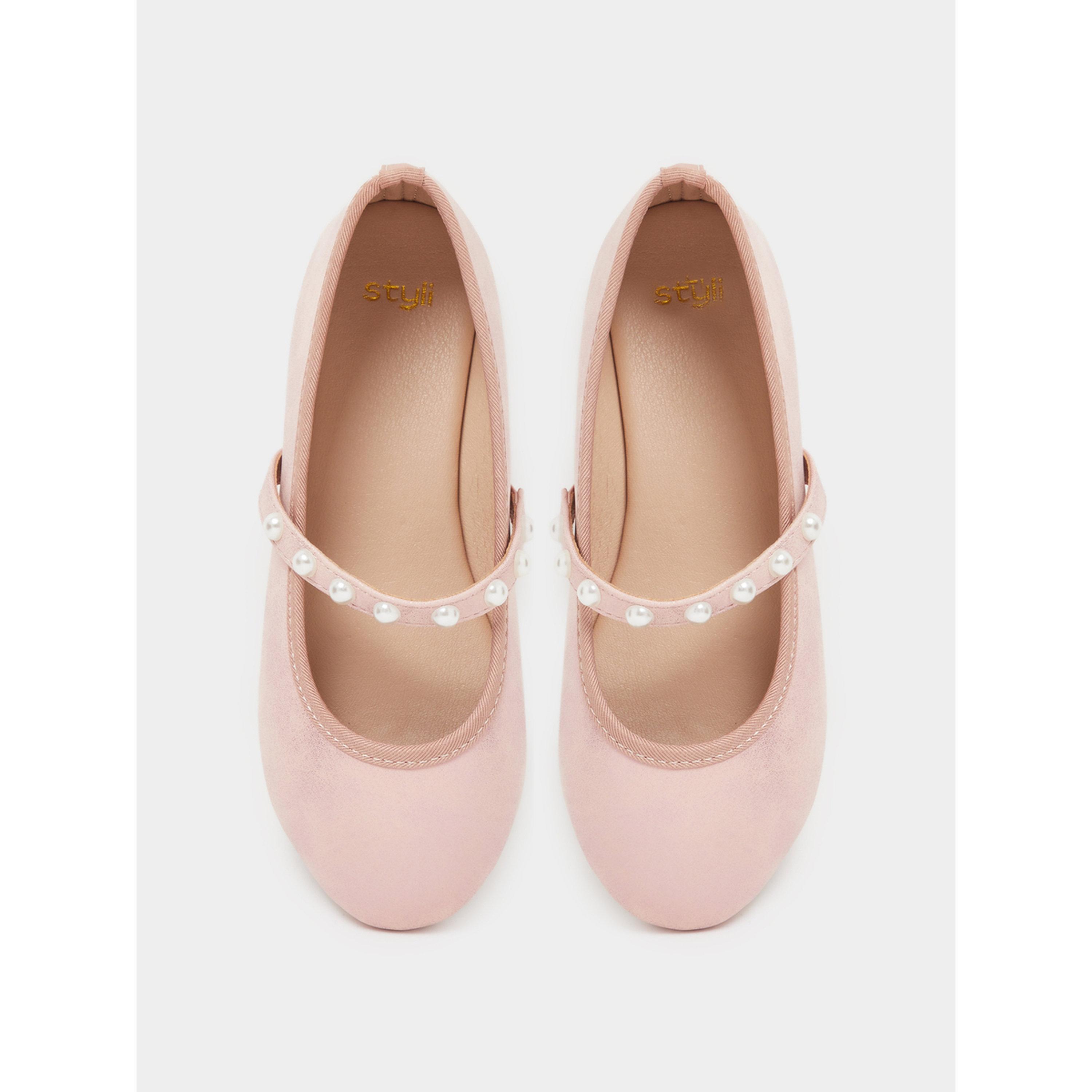 حذاء باليرينا سهل الارتداء ومزين باللؤلؤ-girls-shoes-ballerinas-image-4
