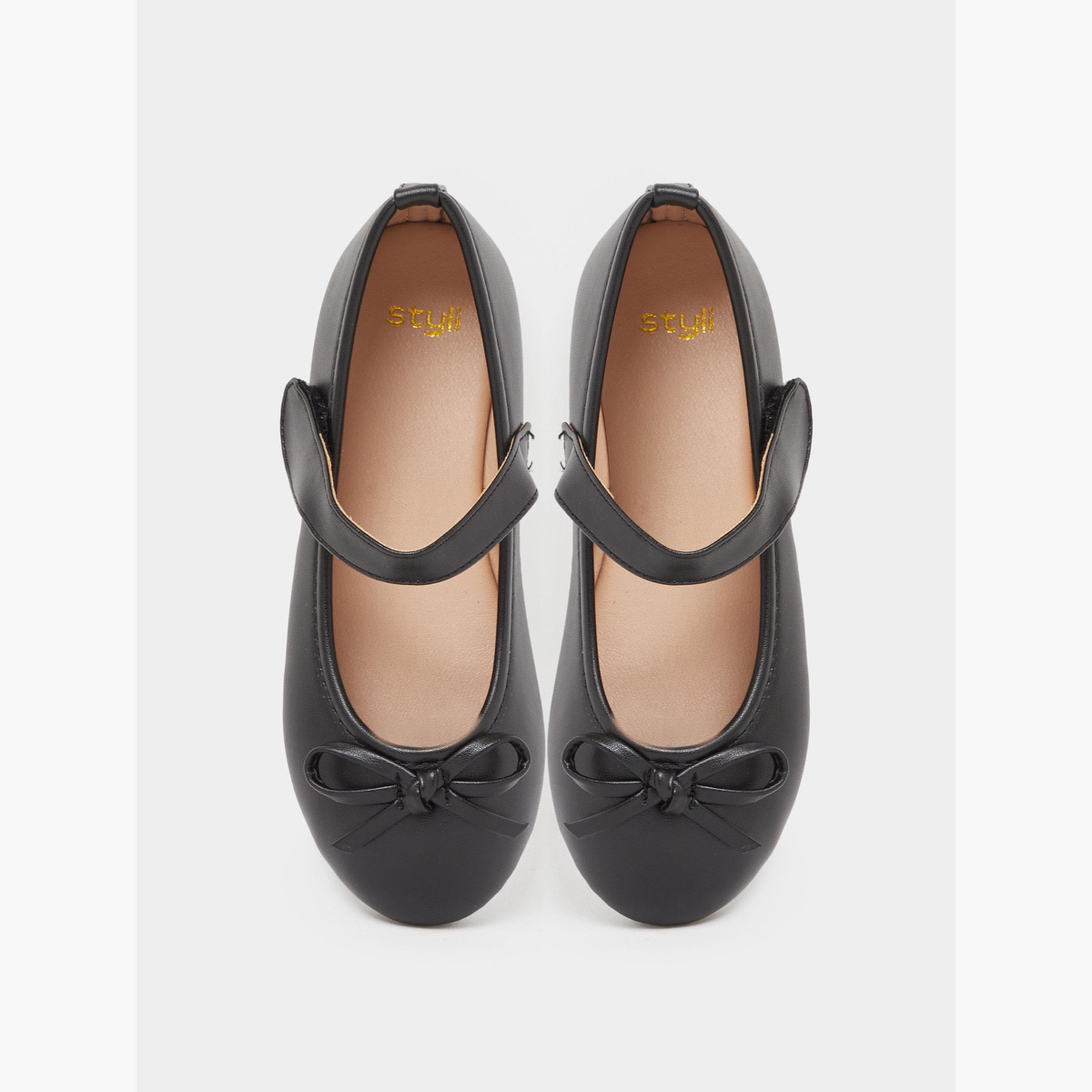 حذاء باليرينا بشريط لاصق وتفاصيل فيونكة للبنات-girls-shoes-ballerinas-image-3