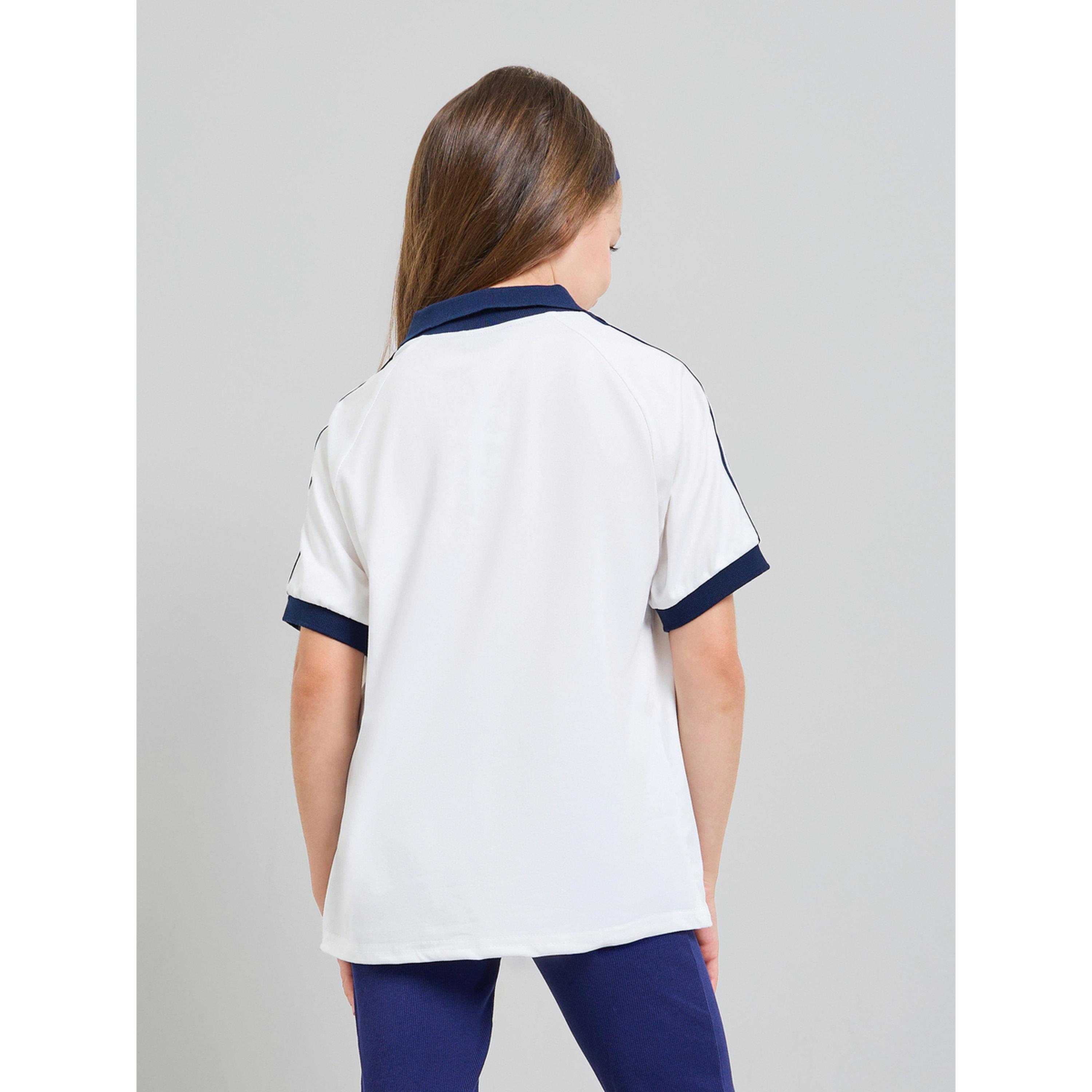 V تيشيرت بأكمام مخططة وطبعة شعار بياقة-girls-clothing-tshirts-image-4