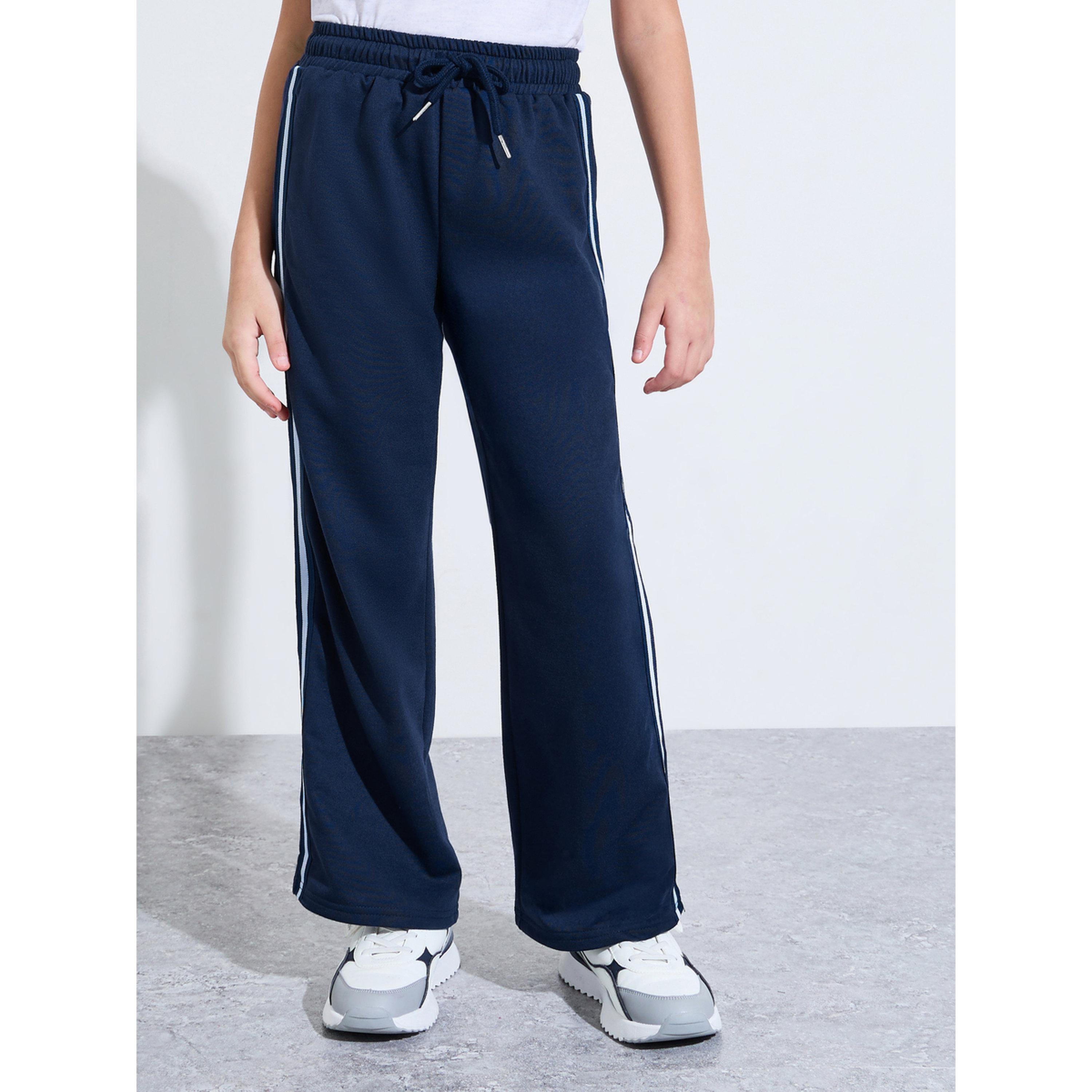 بنطال جوغر بقصة مستقيمة وأشرطة جانبية للبنات الكبار-girls-clothing-bottoms-joggersandtrackpants-image-1