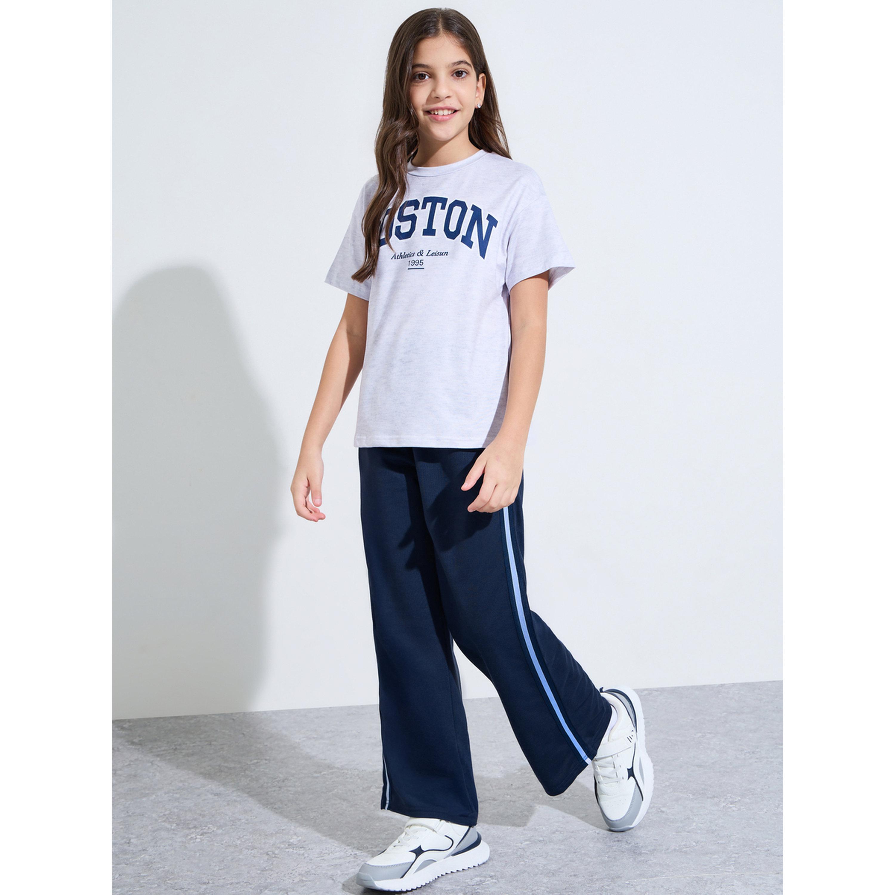 بنطال جوغر بقصة مستقيمة وأشرطة جانبية للبنات الكبار-girls-clothing-bottoms-joggersandtrackpants-image-2