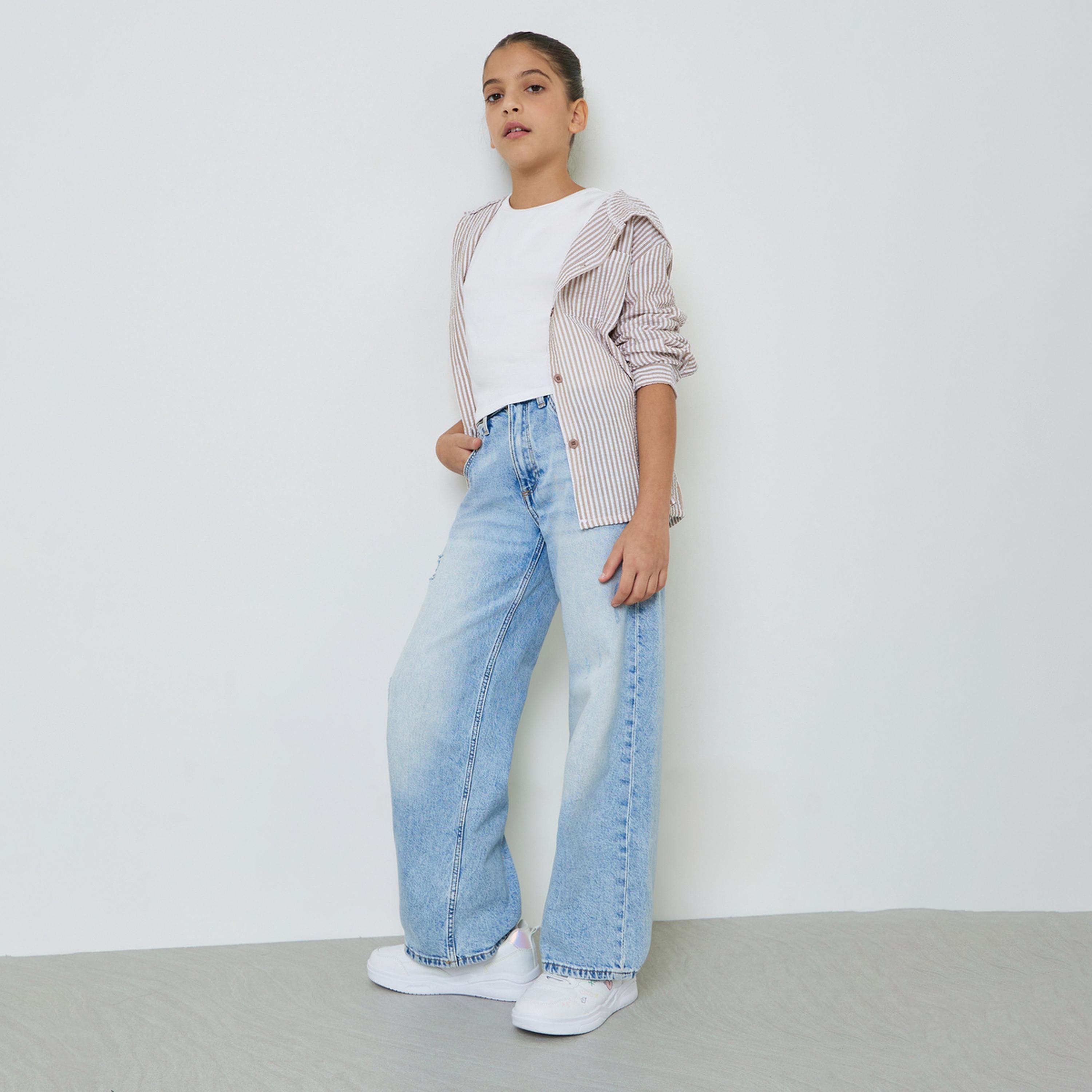 بلوزة مخططة بغطاء رأس للبنات-girls-clothing-blousesandshirts-image-1