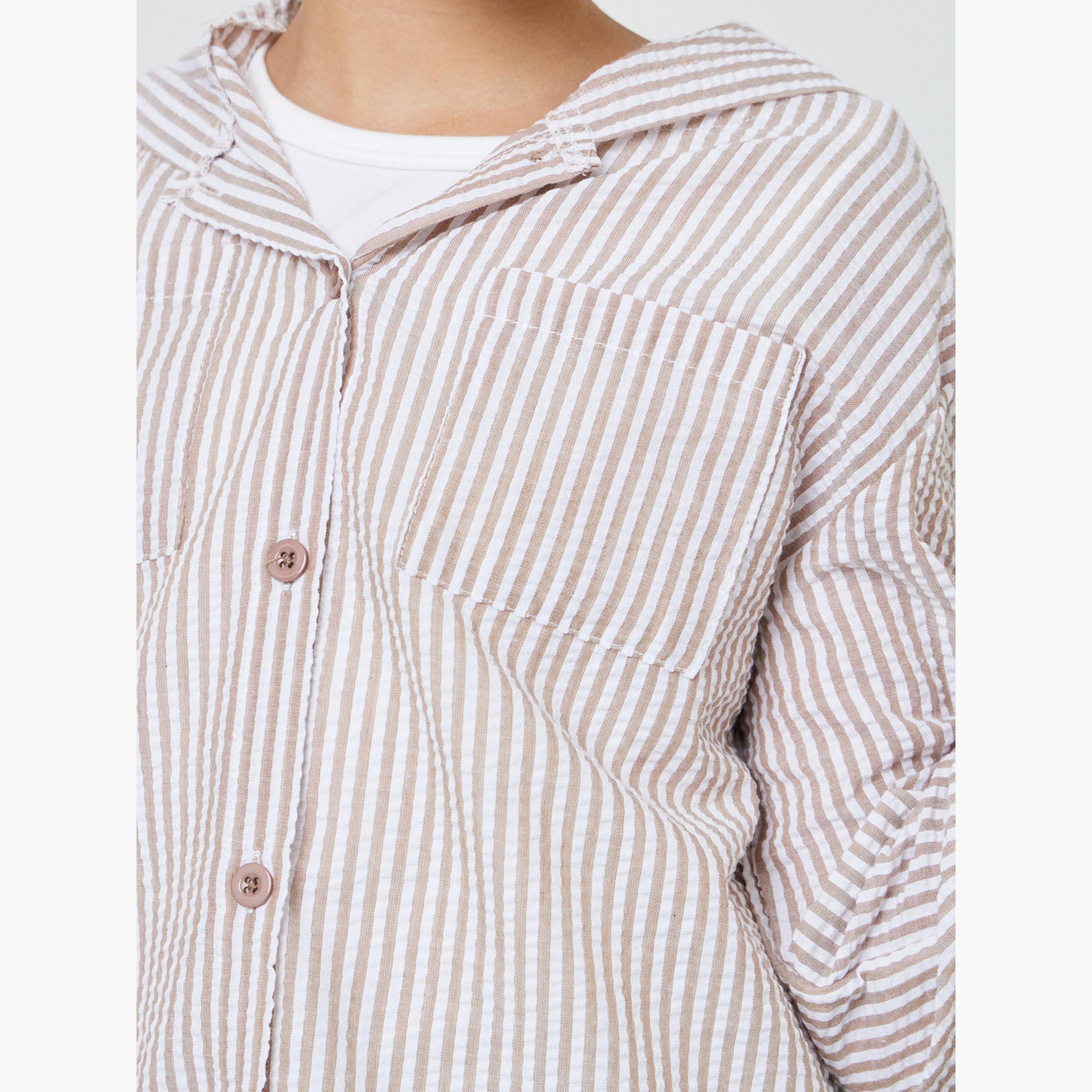 بلوزة مخططة بغطاء رأس للبنات-girls-clothing-blousesandshirts-image-4
