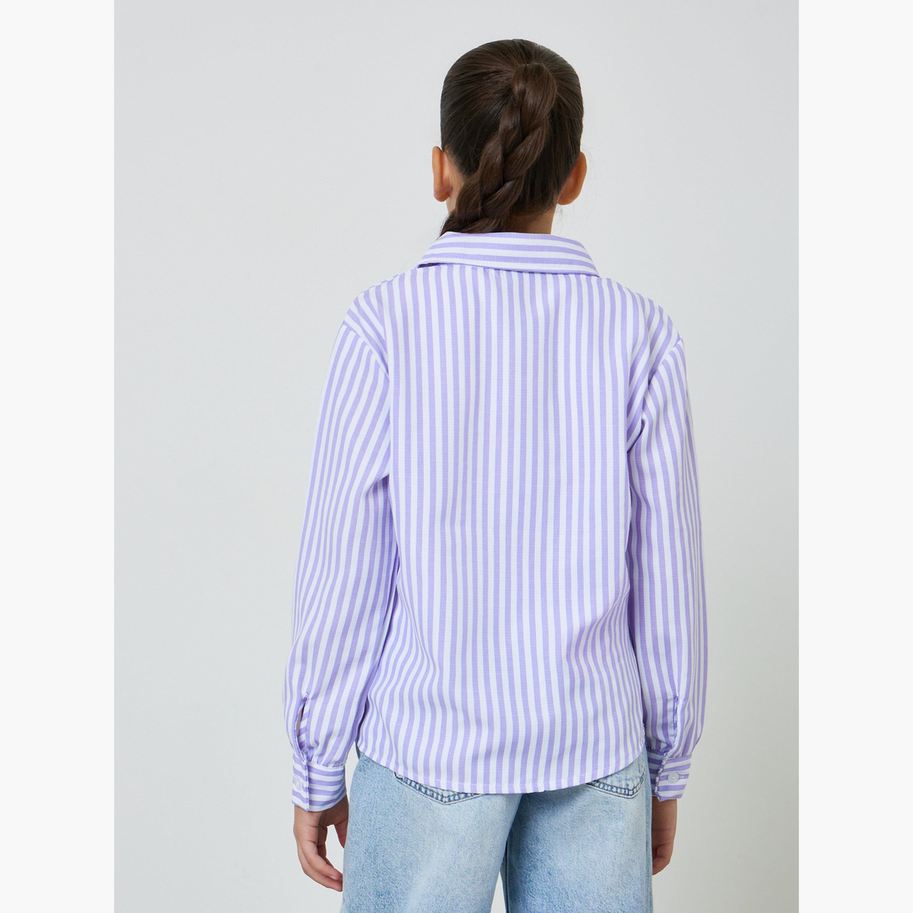 بلوزة بأكمام طويلة ومخططة للبنات-girls-clothing-blousesandshirts-image-5