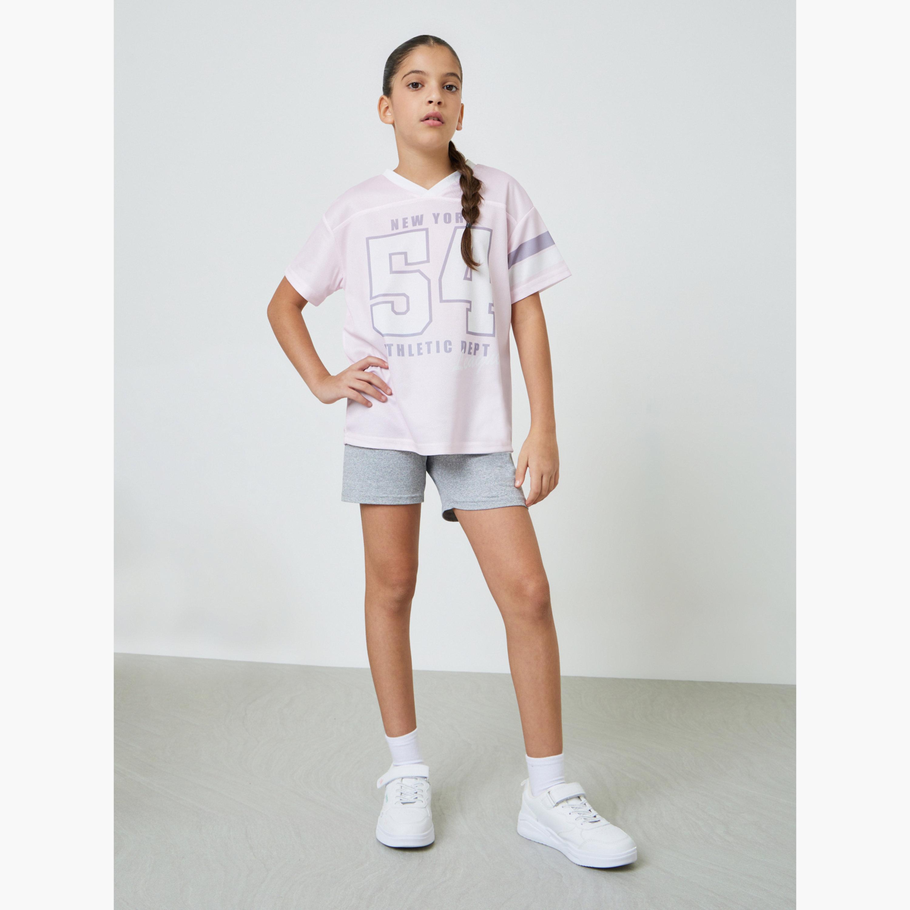 تيشيرت واسع بطبعة فارسيتي للبنات-girls-clothing-tshirts-image-2
