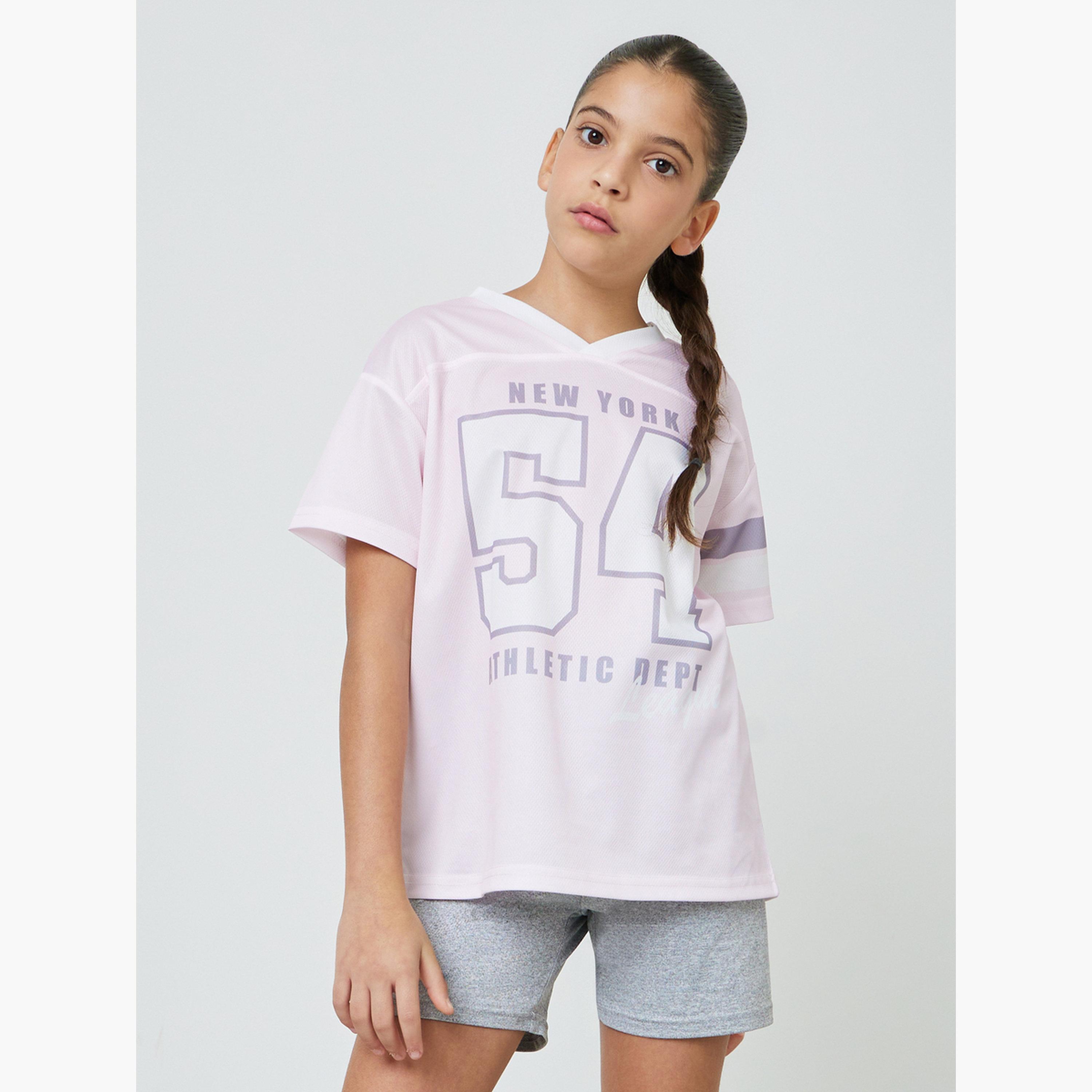 تيشيرت واسع بطبعة فارسيتي للبنات-girls-clothing-tshirts-image-3