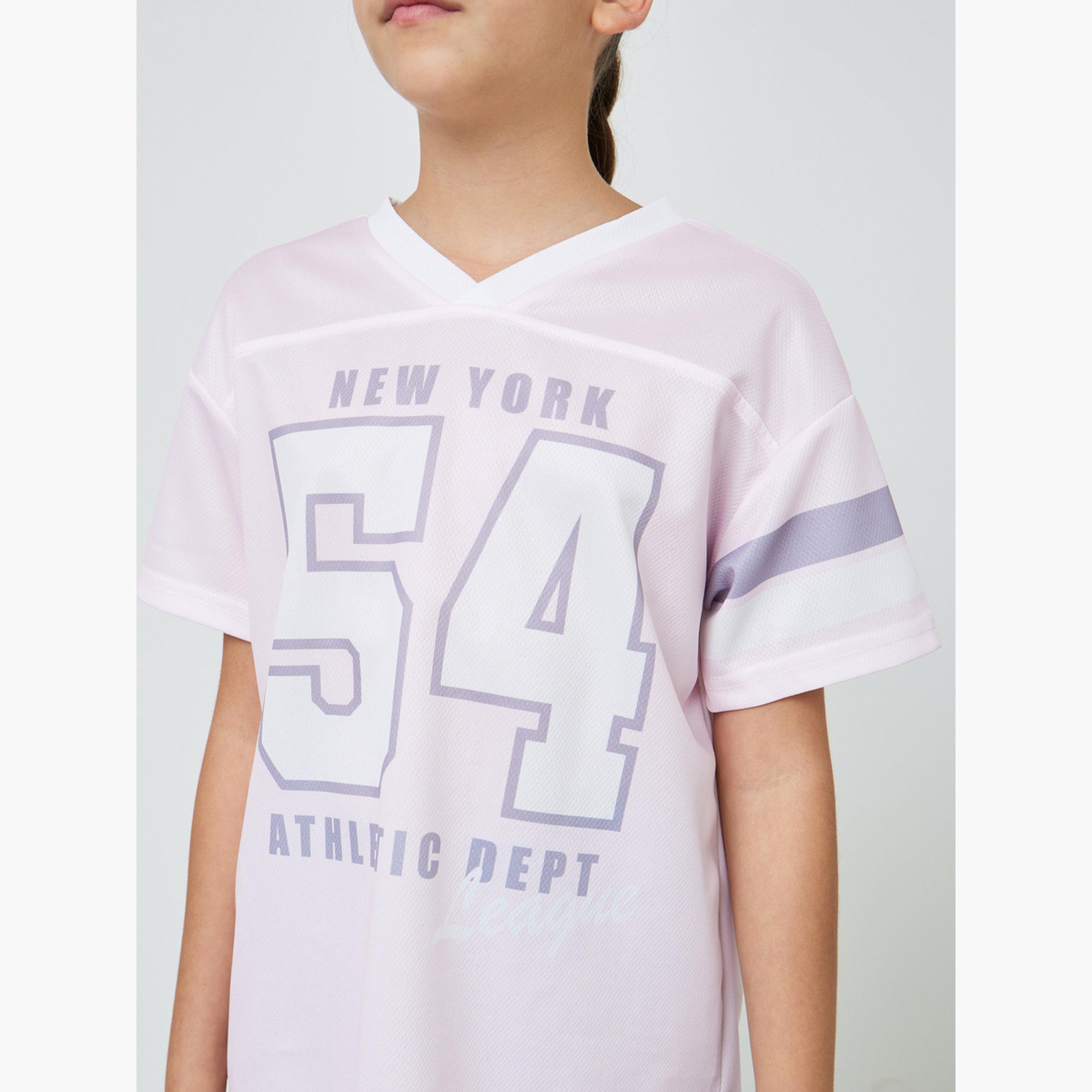 تيشيرت واسع بطبعة فارسيتي للبنات-girls-clothing-tshirts-image-5