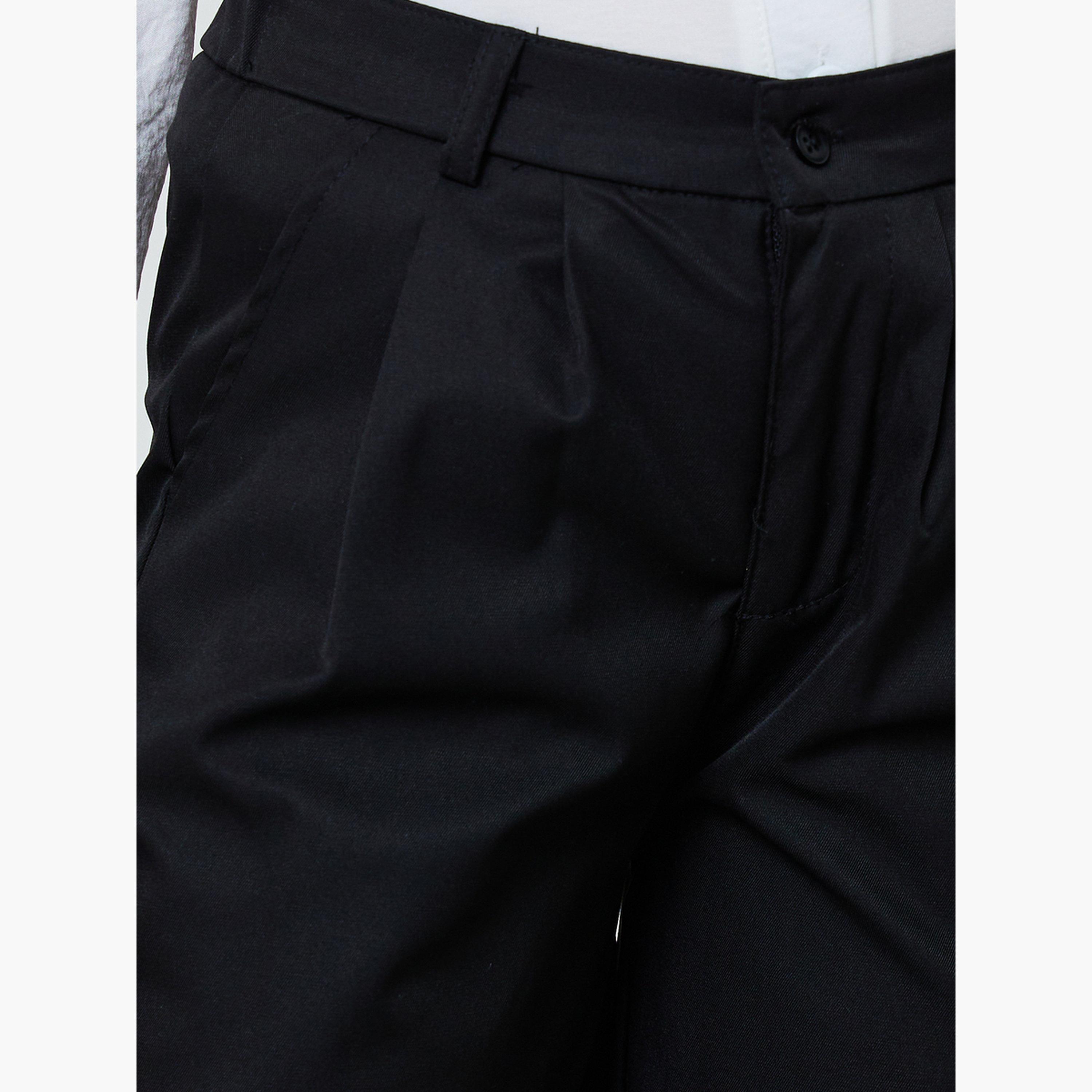 ستايلي - بنطلون أسود واسع الساقين للفتيات المراهقات مع جيب جانبي-girls-clothing-bottoms-trousers-image-3