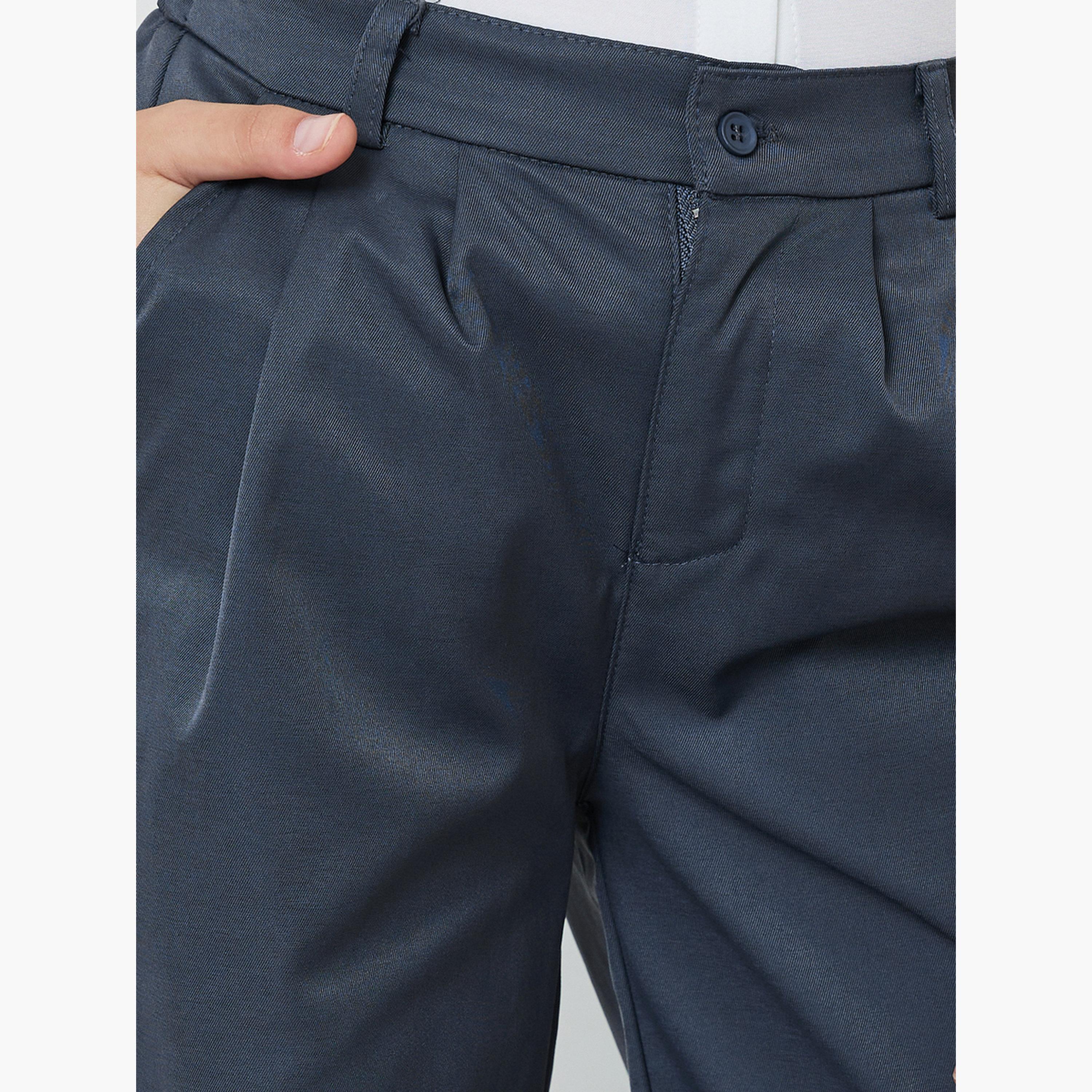 ستايلي - بنطلون واسع الساقين بلون الفحم للفتيات المراهقات مع جيب جانبي-girls-clothing-bottoms-trousers-image-3