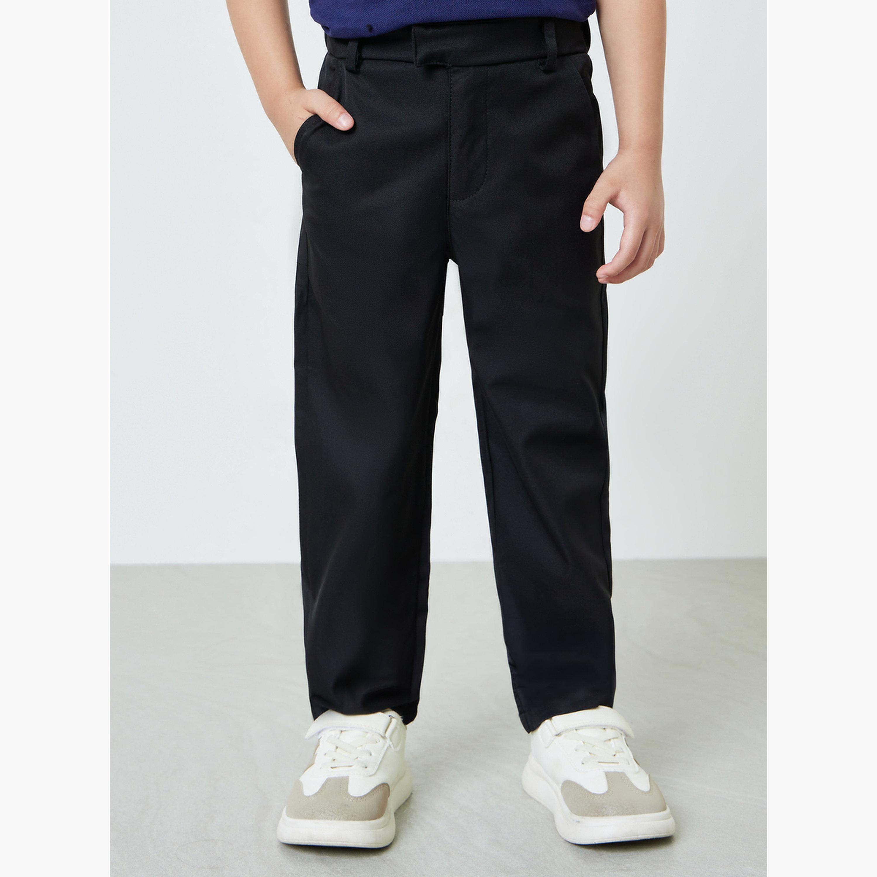 ستايلي - بنطال أسود سادة للأولاد بقصة عادية وجيب جانبي-boys-clothing-bottoms-trousers-image-1