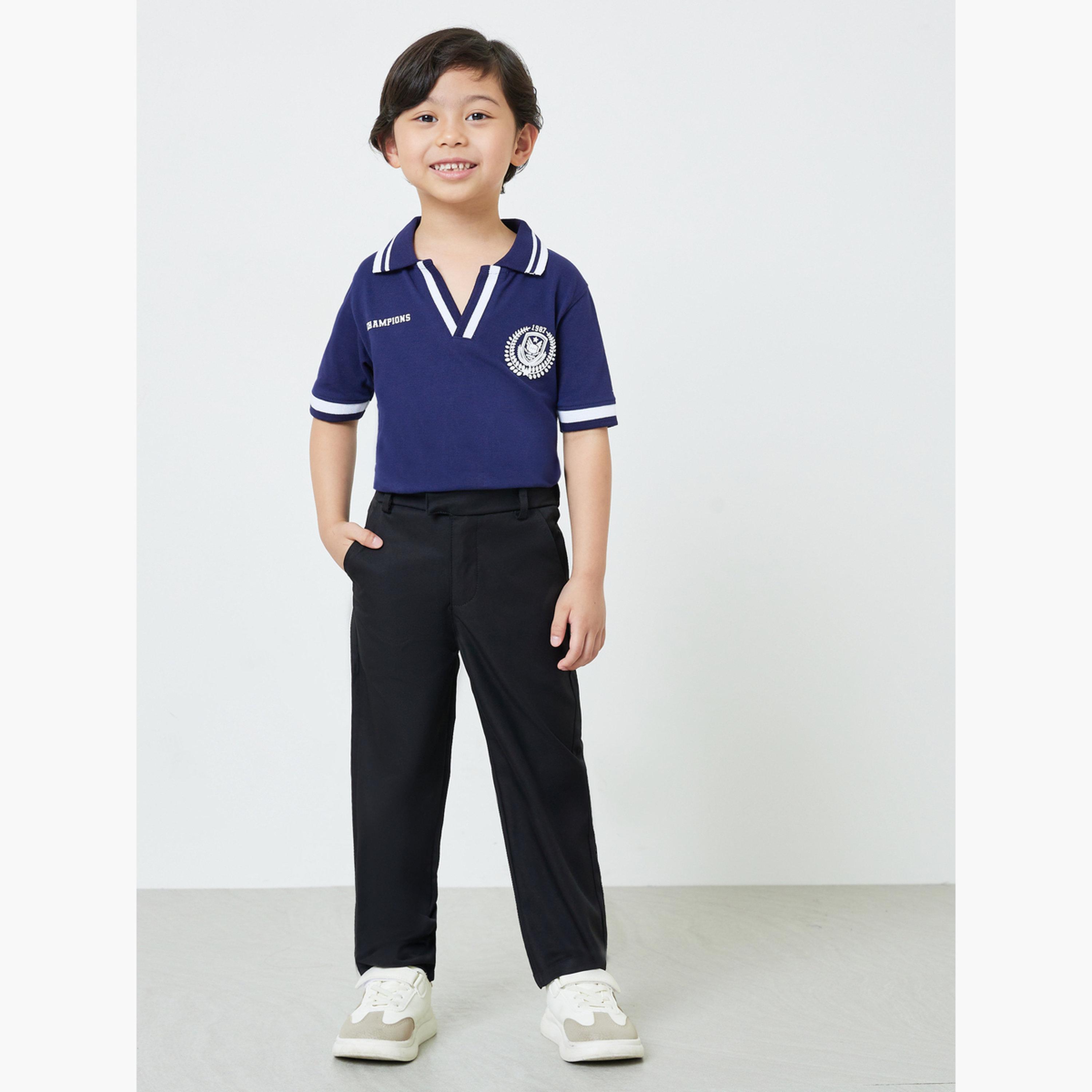 ستايلي - بنطال أسود سادة للأولاد بقصة عادية وجيب جانبي-boys-clothing-bottoms-trousers-image-2