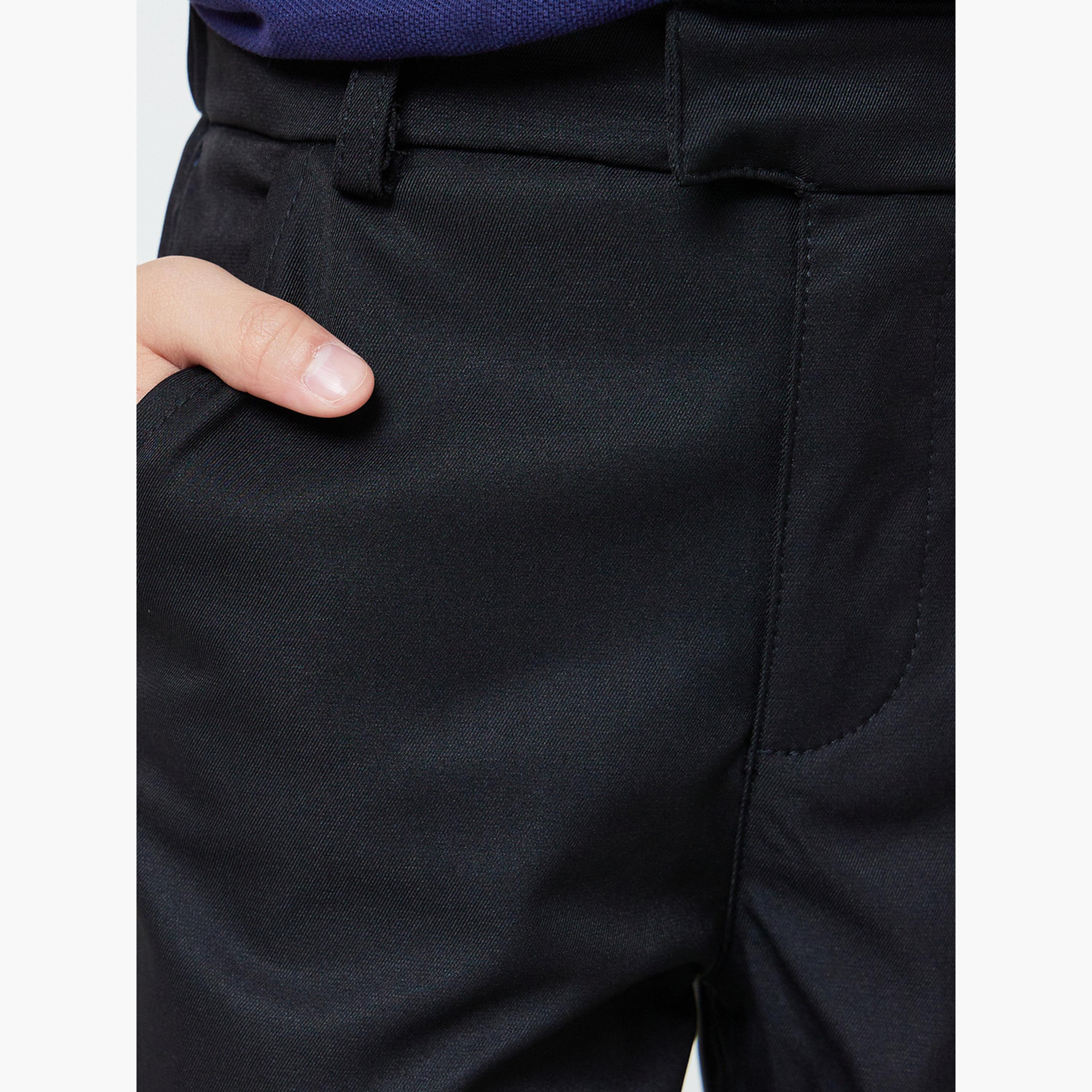 ستايلي - بنطال أسود سادة للأولاد بقصة عادية وجيب جانبي-boys-clothing-bottoms-trousers-image-3