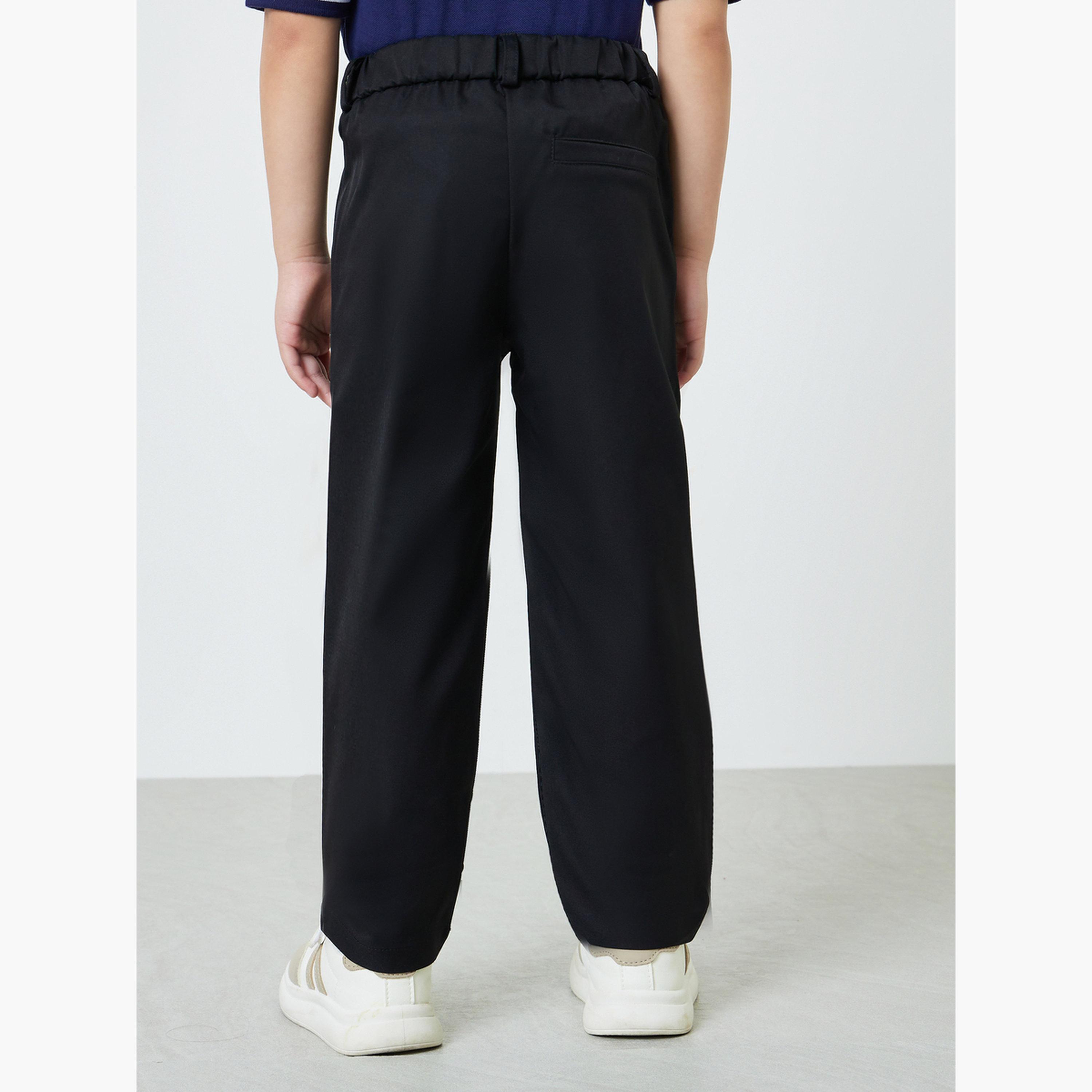 ستايلي - بنطال أسود سادة للأولاد بقصة عادية وجيب جانبي-boys-clothing-bottoms-trousers-image-4