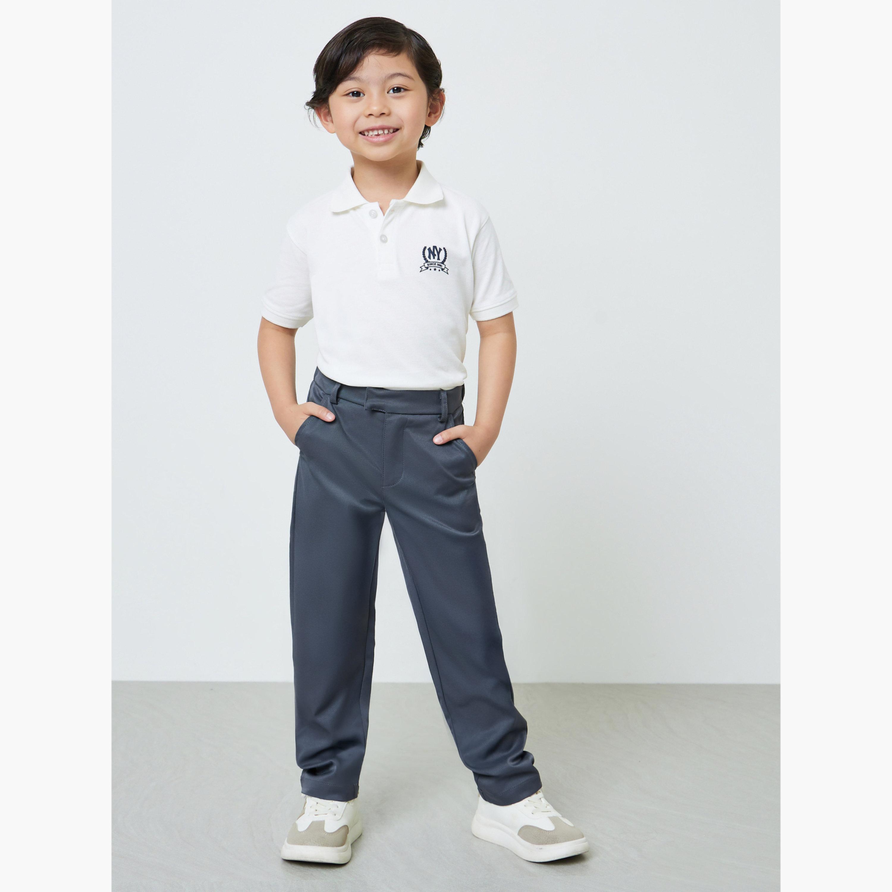 ستايلي - بنطال رجالي بلون الفحم، بقصة عادية، سادة، مع جيب جانبي-boys-clothing-bottoms-trousers-image-2