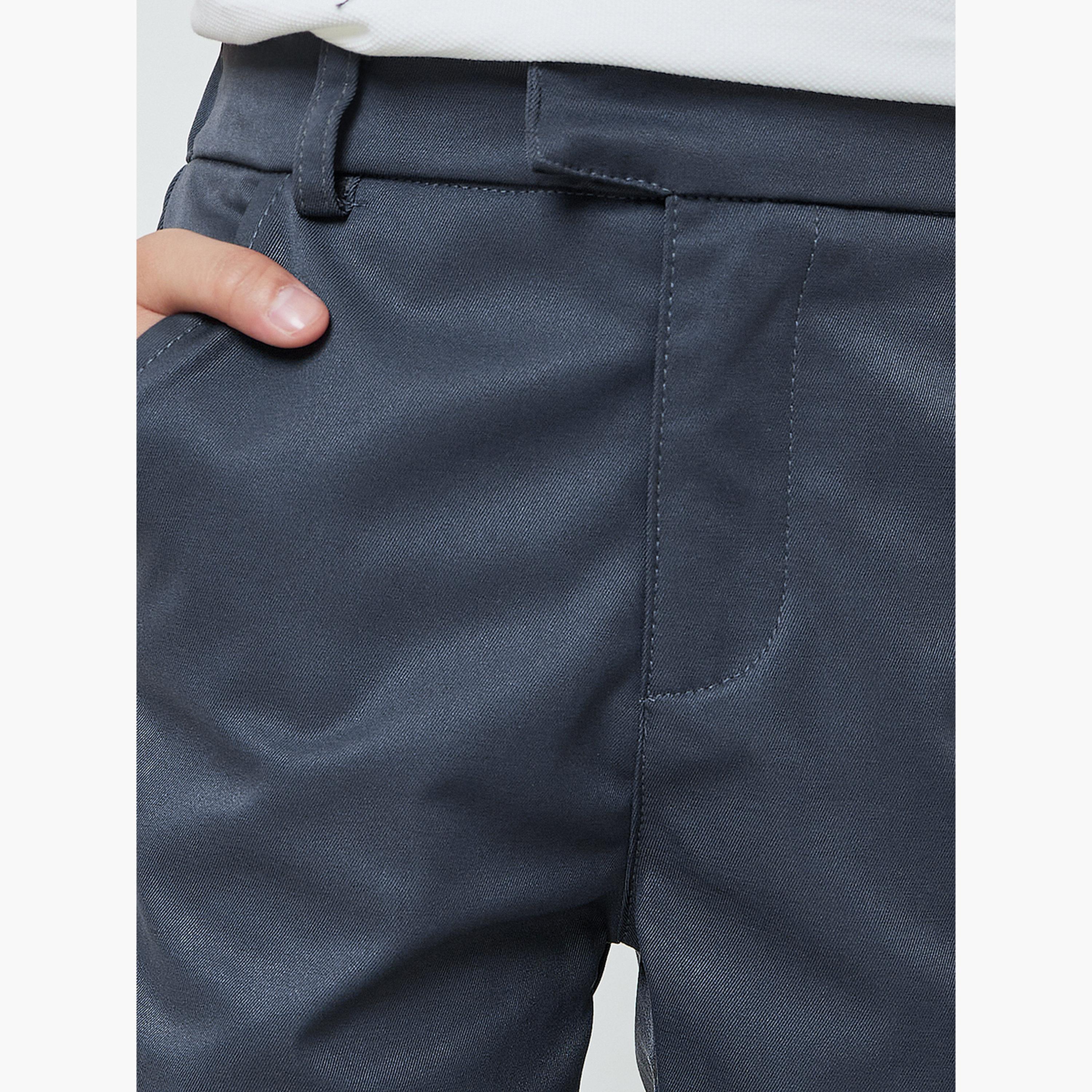 ستايلي - بنطال رجالي بلون الفحم، بقصة عادية، سادة، مع جيب جانبي-boys-clothing-bottoms-trousers-image-3