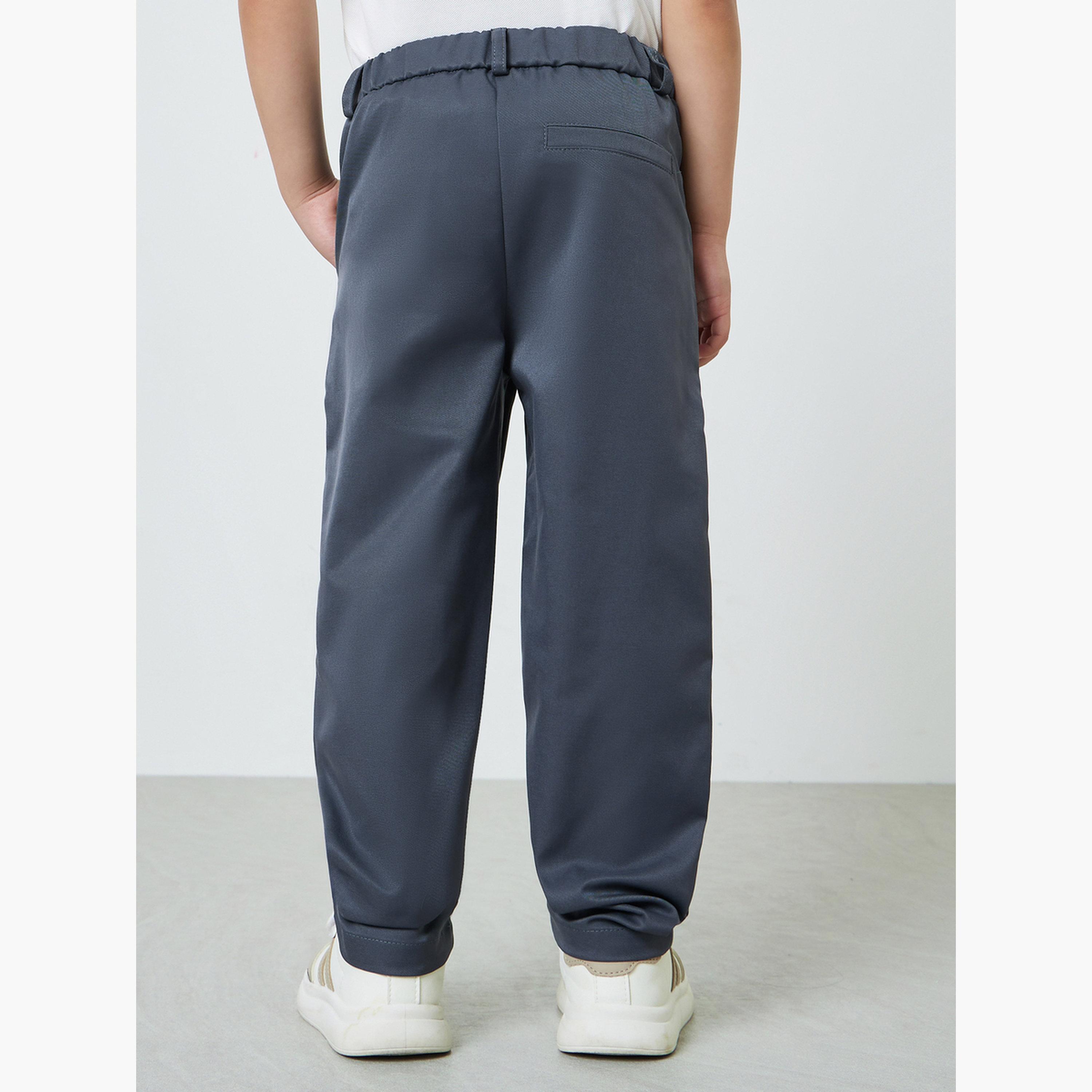 ستايلي - بنطال رجالي بلون الفحم، بقصة عادية، سادة، مع جيب جانبي-boys-clothing-bottoms-trousers-image-4