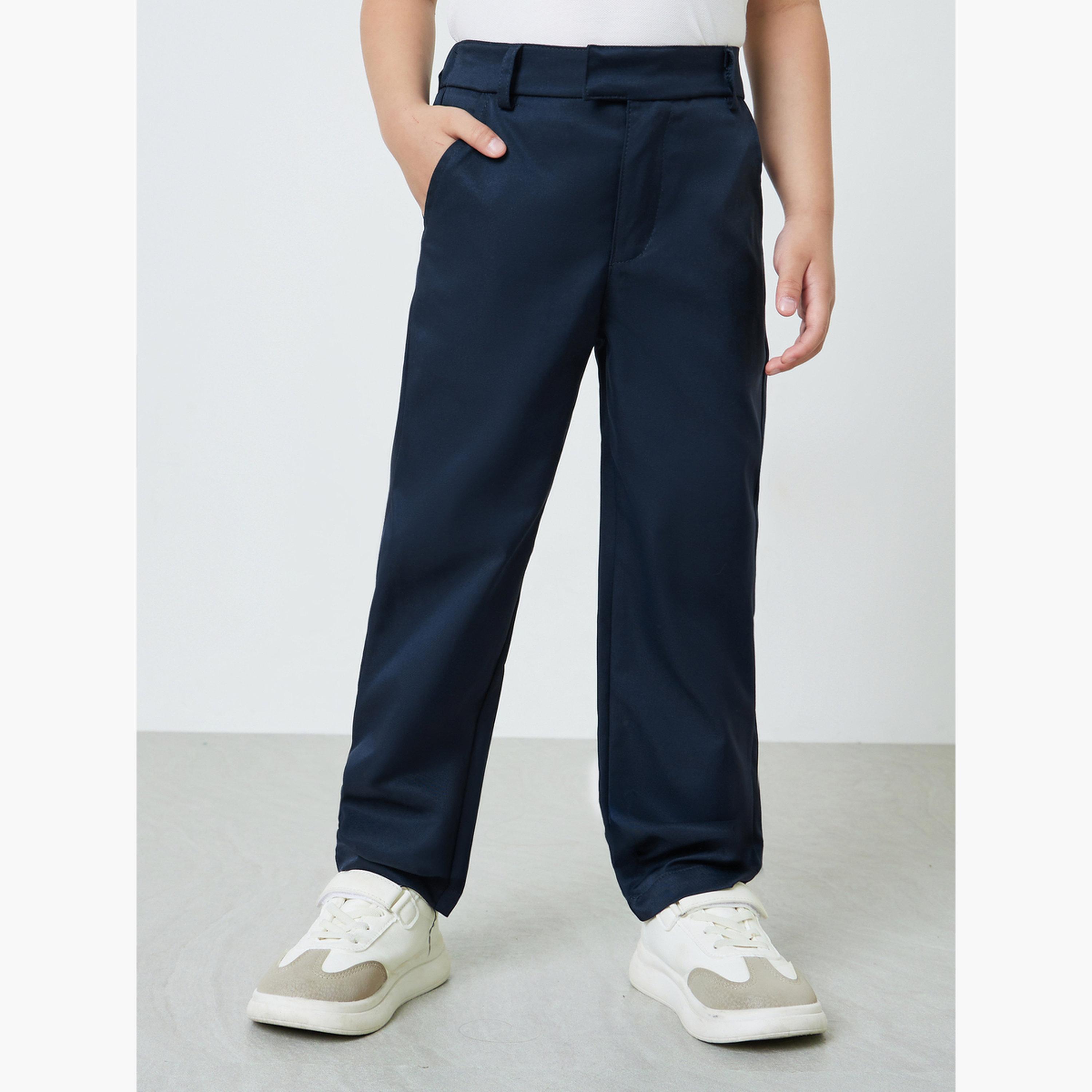ستايلي - بنطال رجالي أزرق داكن سادة بقصة عادية وجيب جانبي-boys-clothing-bottoms-trousers-image-1