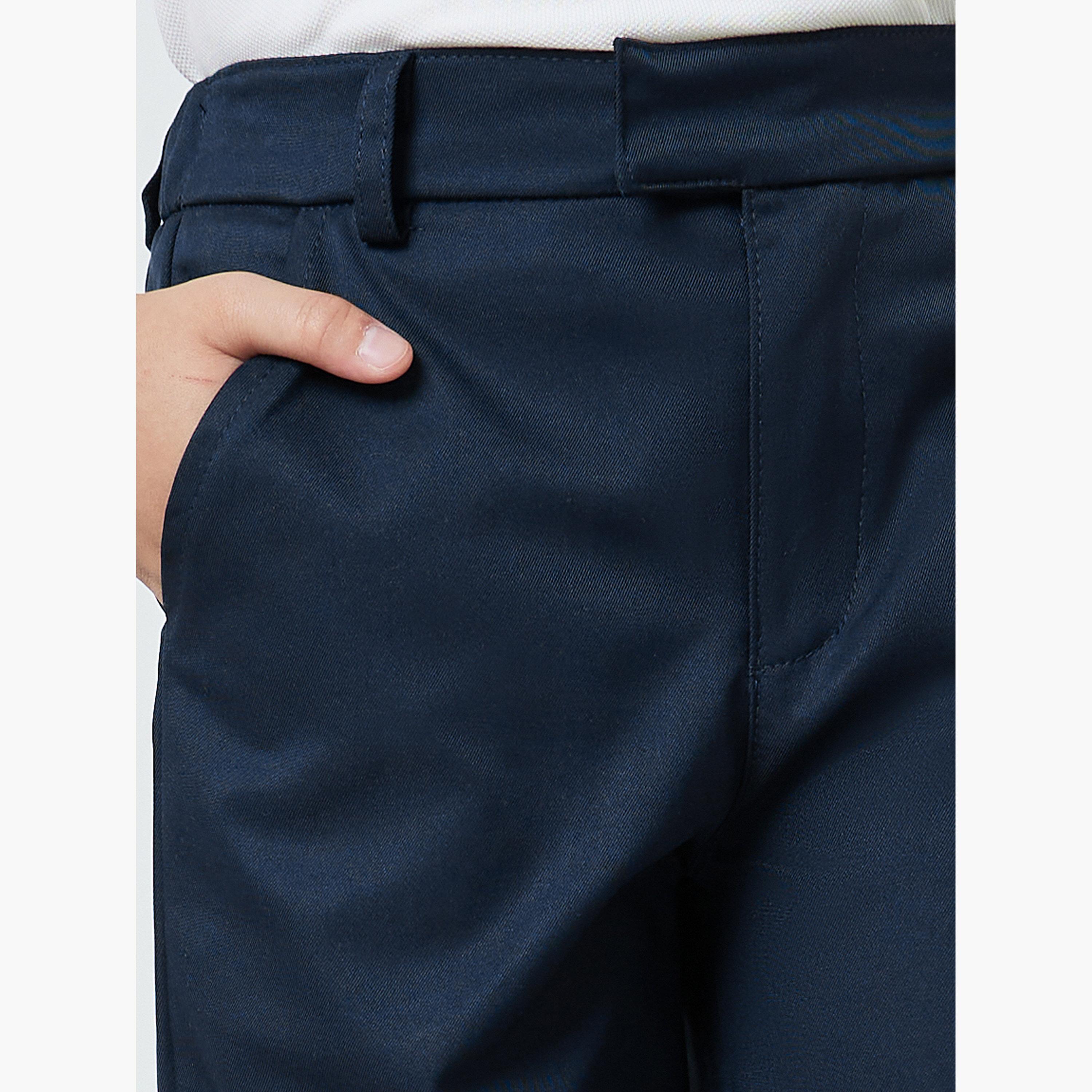ستايلي - بنطال رجالي أزرق داكن سادة بقصة عادية وجيب جانبي-boys-clothing-bottoms-trousers-image-3