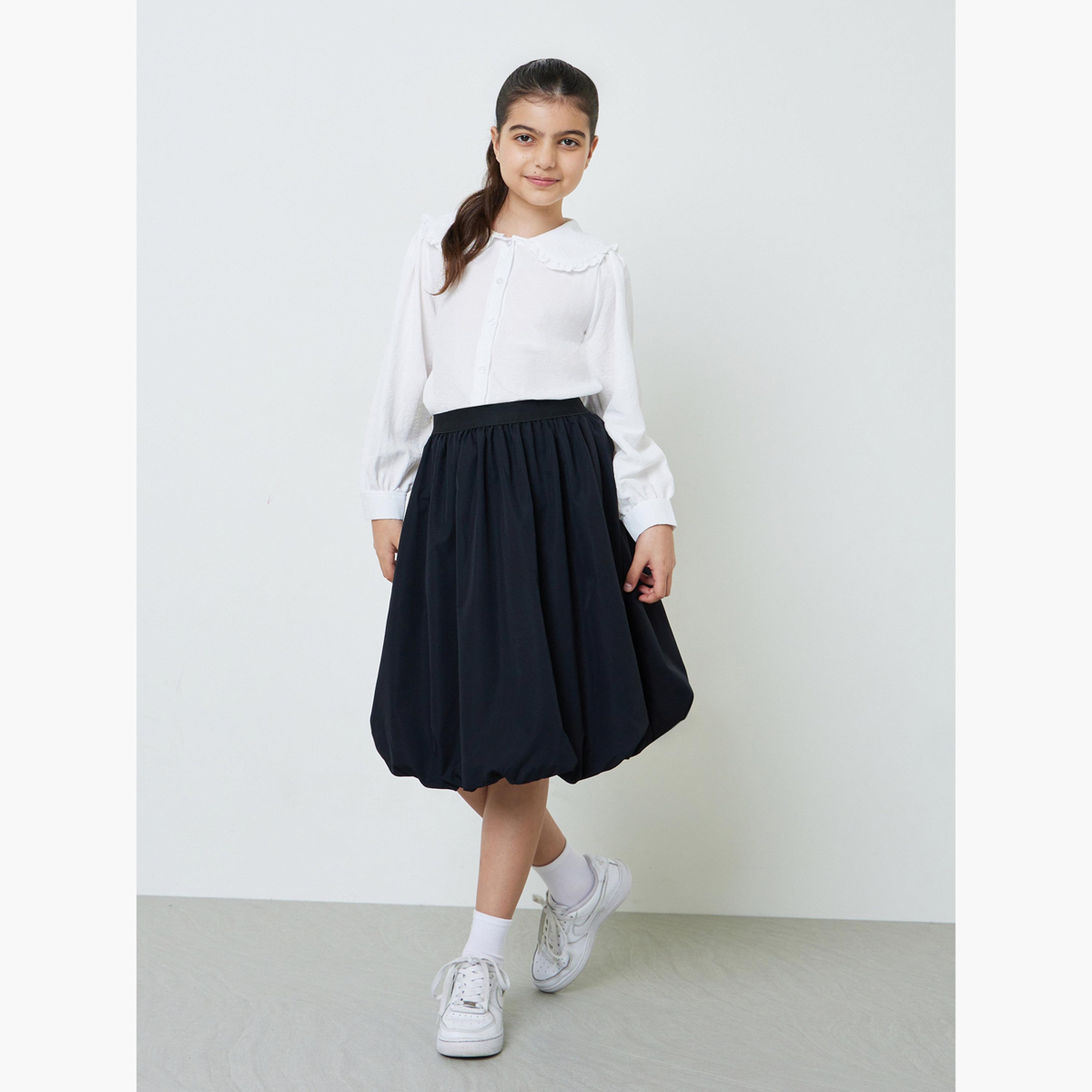 ستايلي - تنورة قصيرة تصل إلى الركبة بحافة منتفخة للفتيات المراهقات-girls-clothing-bottoms-skirts-image-2