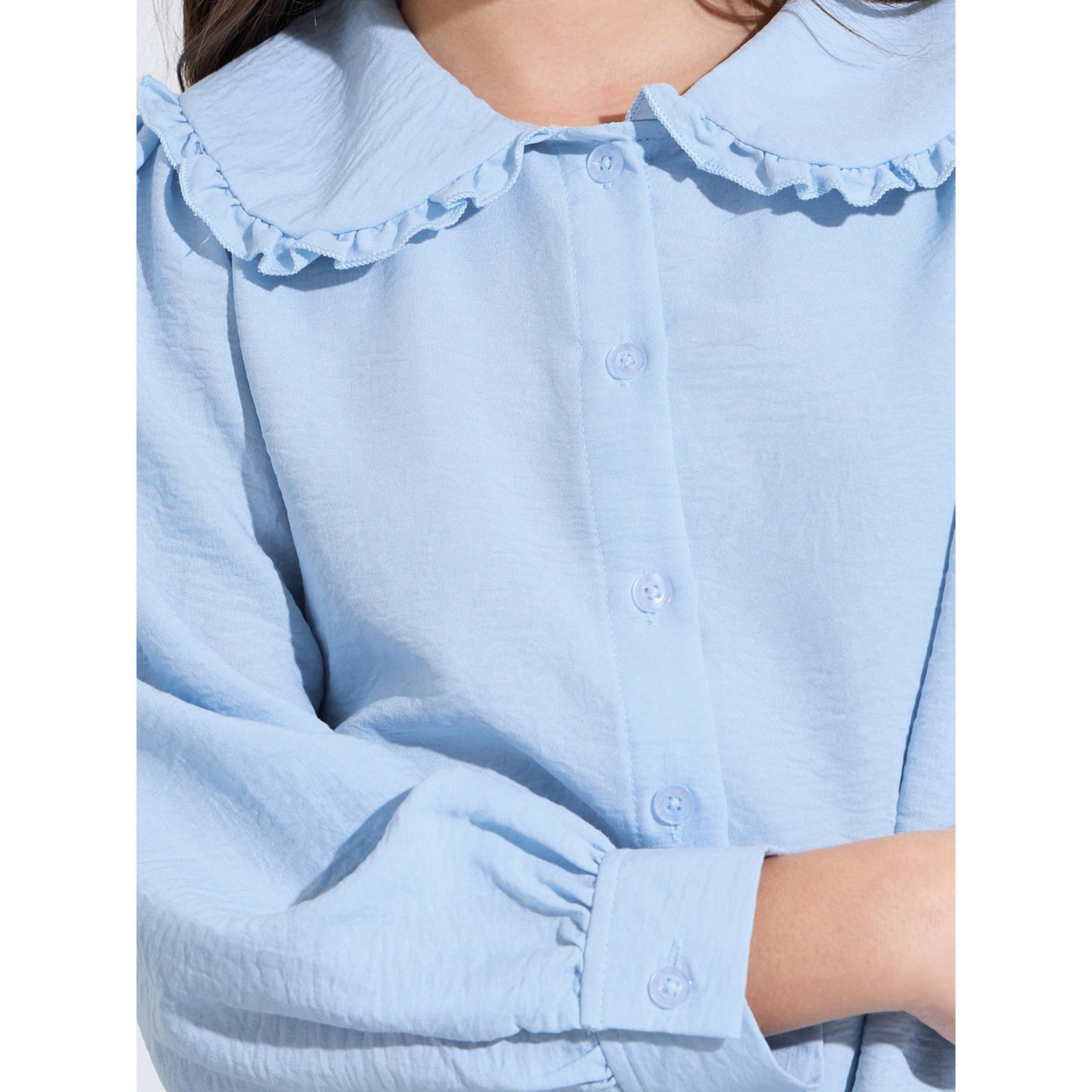 بلوزة بأكمام طويلة وياقة بيتر بان للبنات المراهقات - أزرق فاتح-girls-clothing-blousesandshirts-image-5