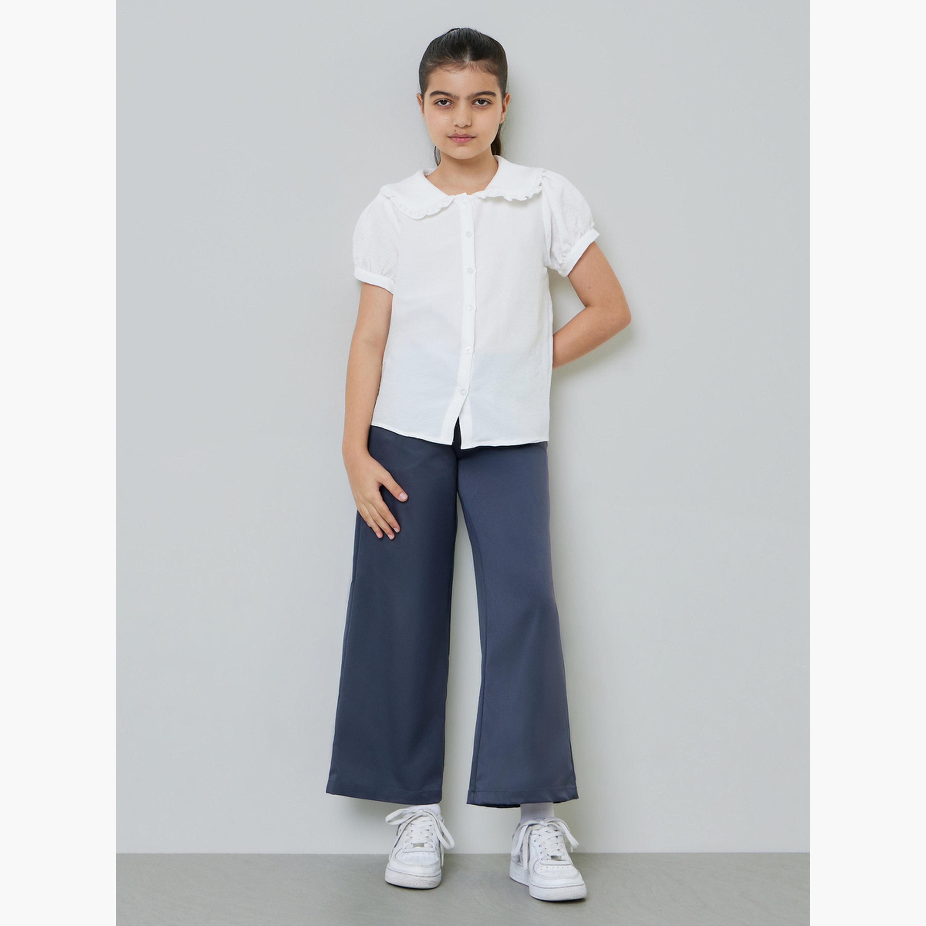 ستايلي - قميص أبيض بأكمام منفوخة وياقة بيتر بان للفتيات المراهقات-girls-clothing-blousesandshirts-image-2